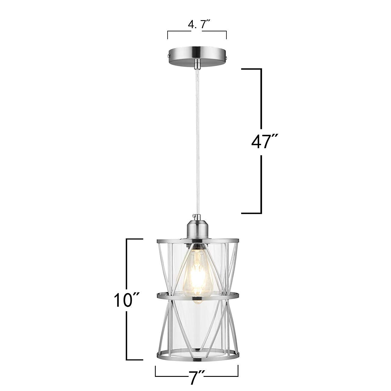 Modern 3-Light Semi Flush Mount Ceiling Light Set with Clear Glass Cylindrical Pendant Lights - Brushed Nickel Finish for Living Room, Bedroom & Dining Room Lighting