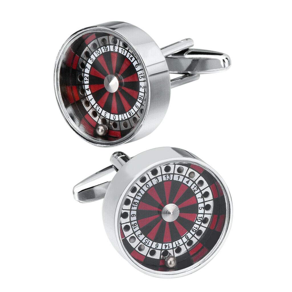 Miniature Casino Roulette Wheel Cufflinks for Men - Elegant Gambling Themed Accessories for Weddings, Parties & Gifts