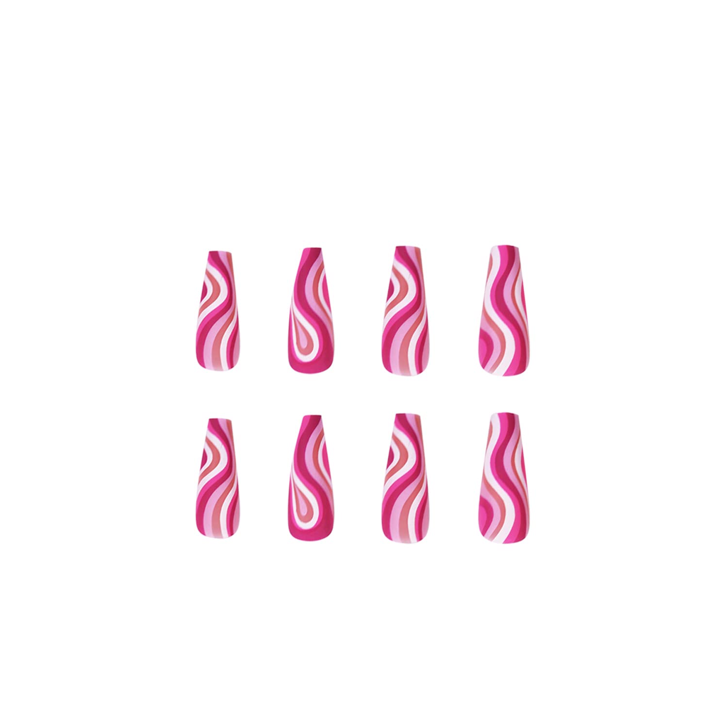 DOCVOEOMH Purple Press on Nails - Long Coffin Fake Nails with Fashionable Wave & Line Designs, 24PCS Acrylic False Nails with Glue for Women | Perfect for Parties, Weddings & Special Occasions