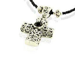 Black Crystal Onyx Cross Beaded Necklace for Women - Elegant Religious Jewelry Gift for Baptism, First Communion & Everyday Wear