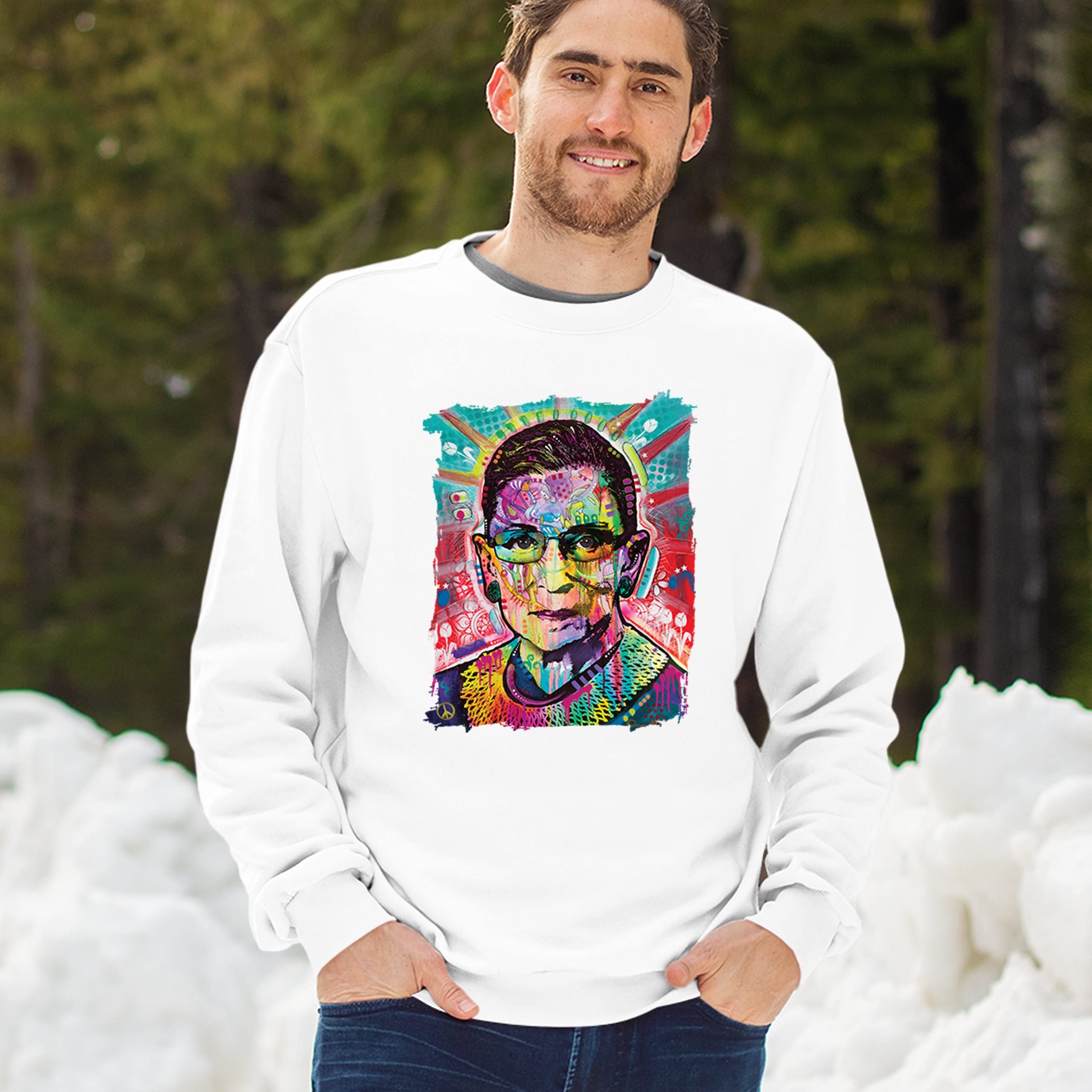 Dean Russo RBG Crewneck Sweatshirt - Ruth Bader Ginsburg Pop Culture Tribute - Supreme Court Justice Apparel for Women & Men - Perfect for Political Events & Feminist Gifts