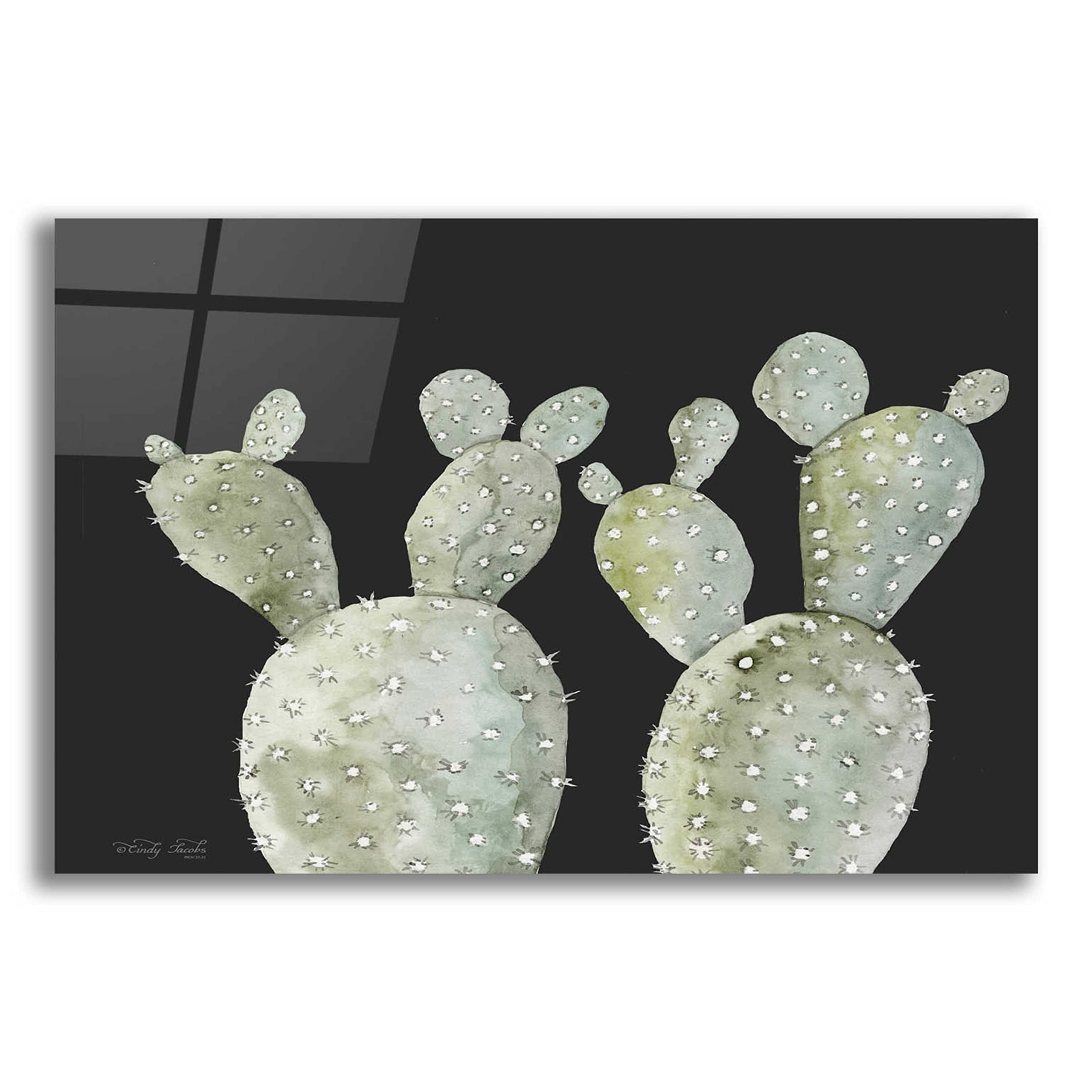 Epic Art 'Happy Cactus II' by Cindy Jacobs - Vibrant Acrylic Glass Wall Decor 24x16 Inches - Perfect for Living Room, Bedroom & Office Decor
