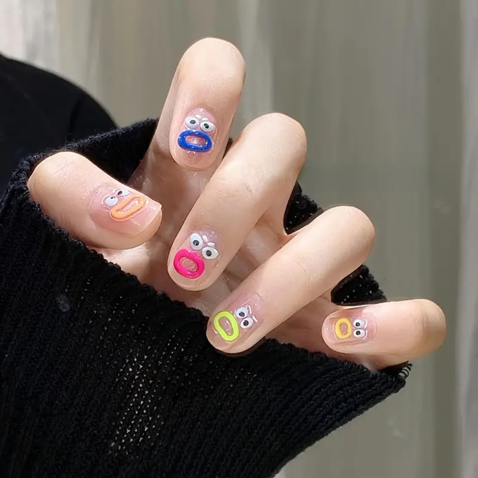 5D Cartoon Nail Stickers - Sausage Lips Design for Women, Party & Salon Use