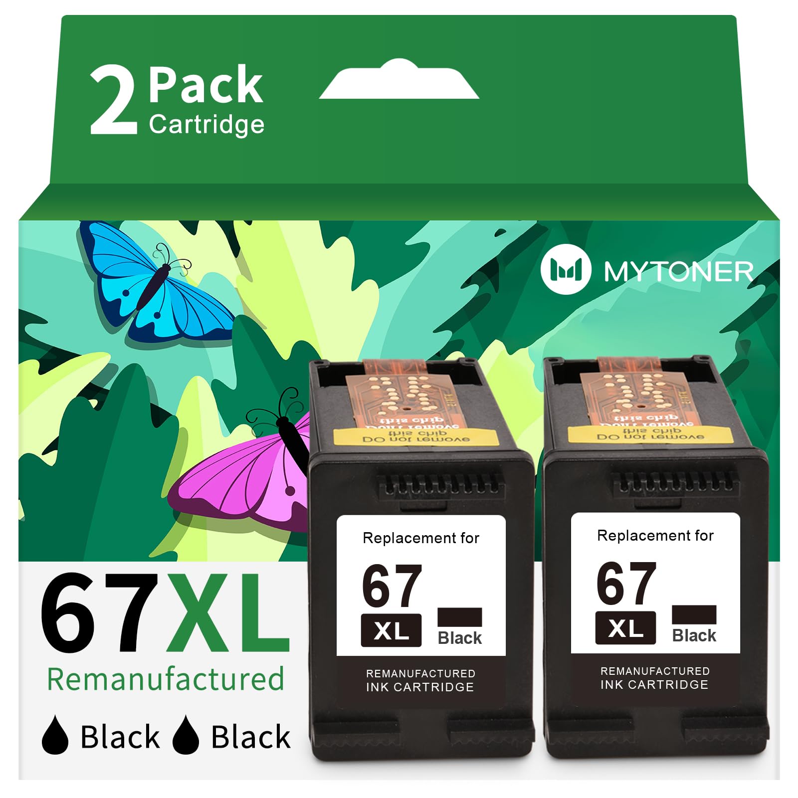 HP 67XL Black Ink Cartridge Combo Pack (2-Pack) - Replacement for HP 67 & 67XL - Compatible with DeskJet 2700e, 2755e, 2734e, Envy 6055e, 6400, 6000, Pro 6452, 6458 Printers - High Yield Printing for Home & Office Use