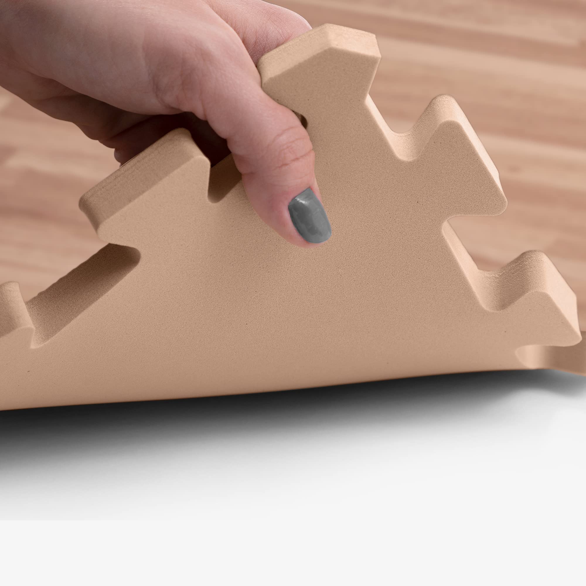 Premium Soft Wood Print Interlocking Foam Flooring Tiles - 3/8 & 5/8 Inch Thick for Home Gym, Yoga Studio, Kids Playroom & Exercise Areas - Non-Slip Cushioned Floor Mats for Workouts & Playtime