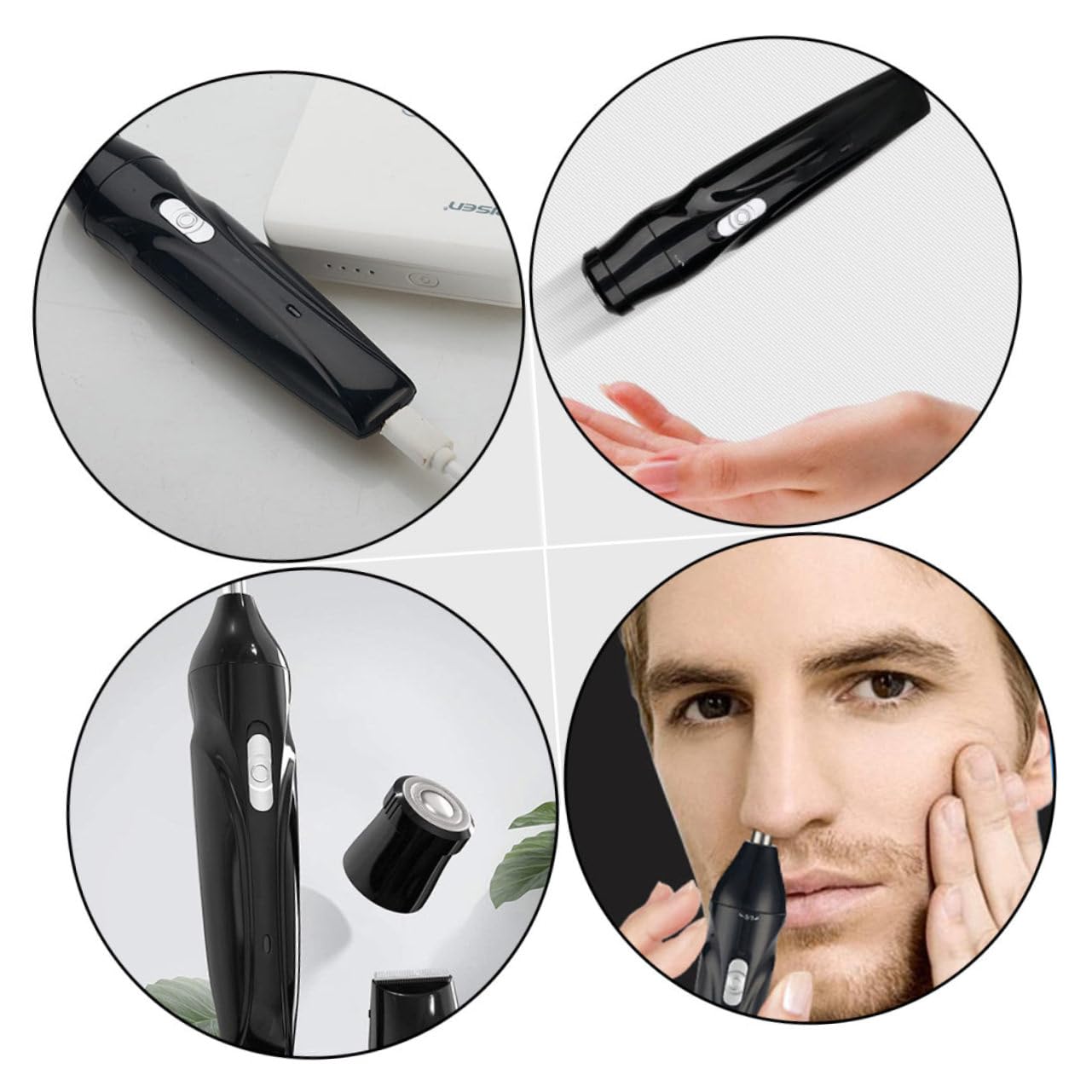 Electric Eyebrow Trimmer & Nose Hair Clipper Set - Cordless Mini Facial Razor for Men - Black ABS Shaver for Eyebrows, Nose & Face Grooming - Perfect for Travel, Home & Personal Care