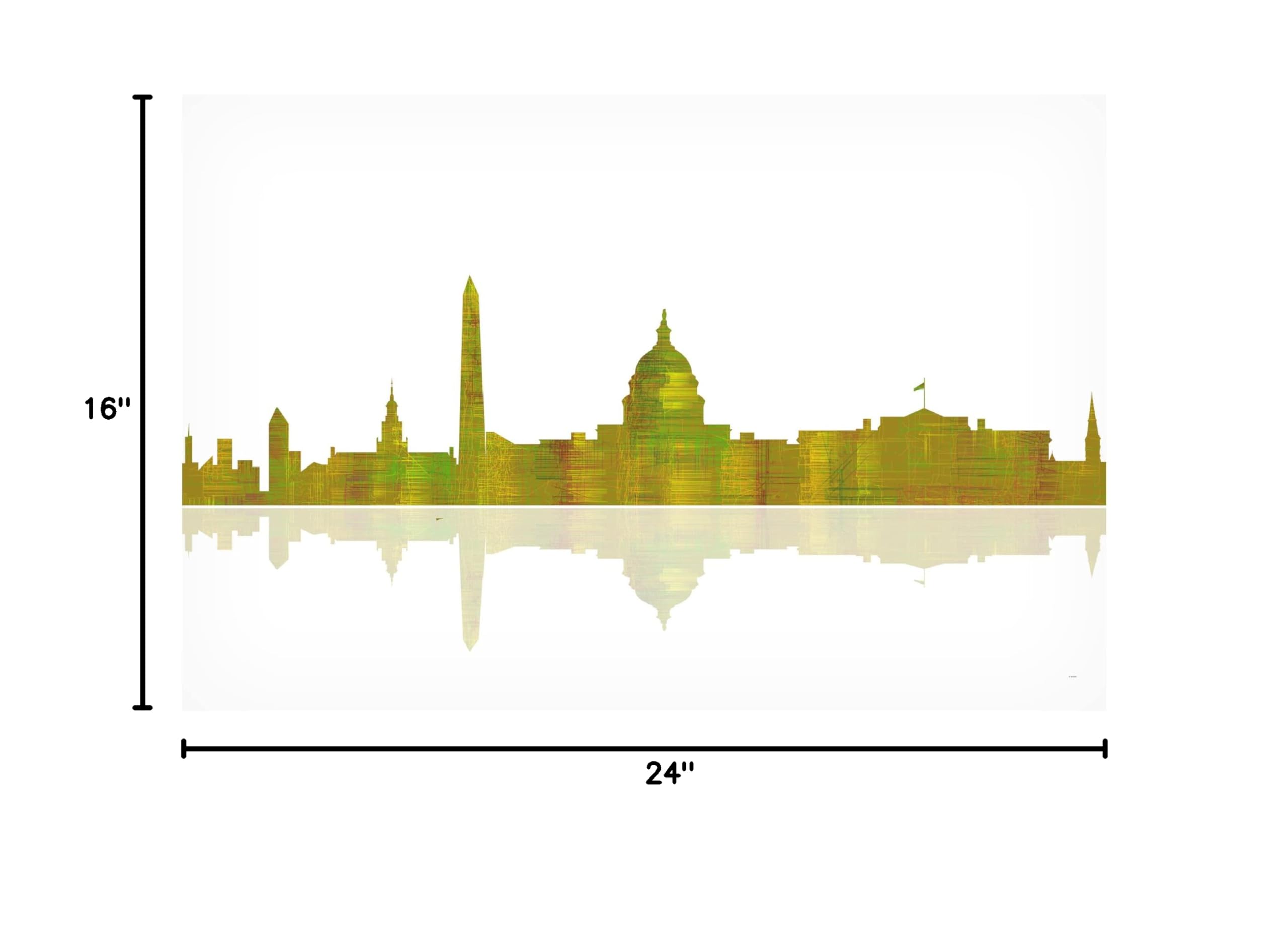 Trademark Fine Art 'Washington DC Skyline 1' by Marlene Watson - 16x24 Inch Canvas Wall Art - Perfect for Home, Office & Living Room Decor