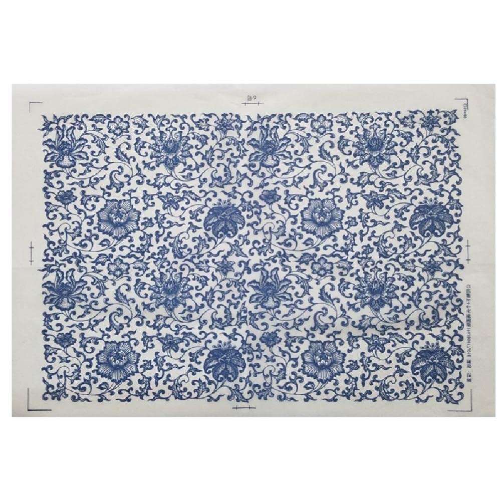 Fmingdou Creative Underglaze Flower Transfer Paper - Jingdezhen Blue & White Porcelain Design for Clay Pottery & Ceramic Crafts | DIY Ceramic Decoration, Pottery Making, Art Projects