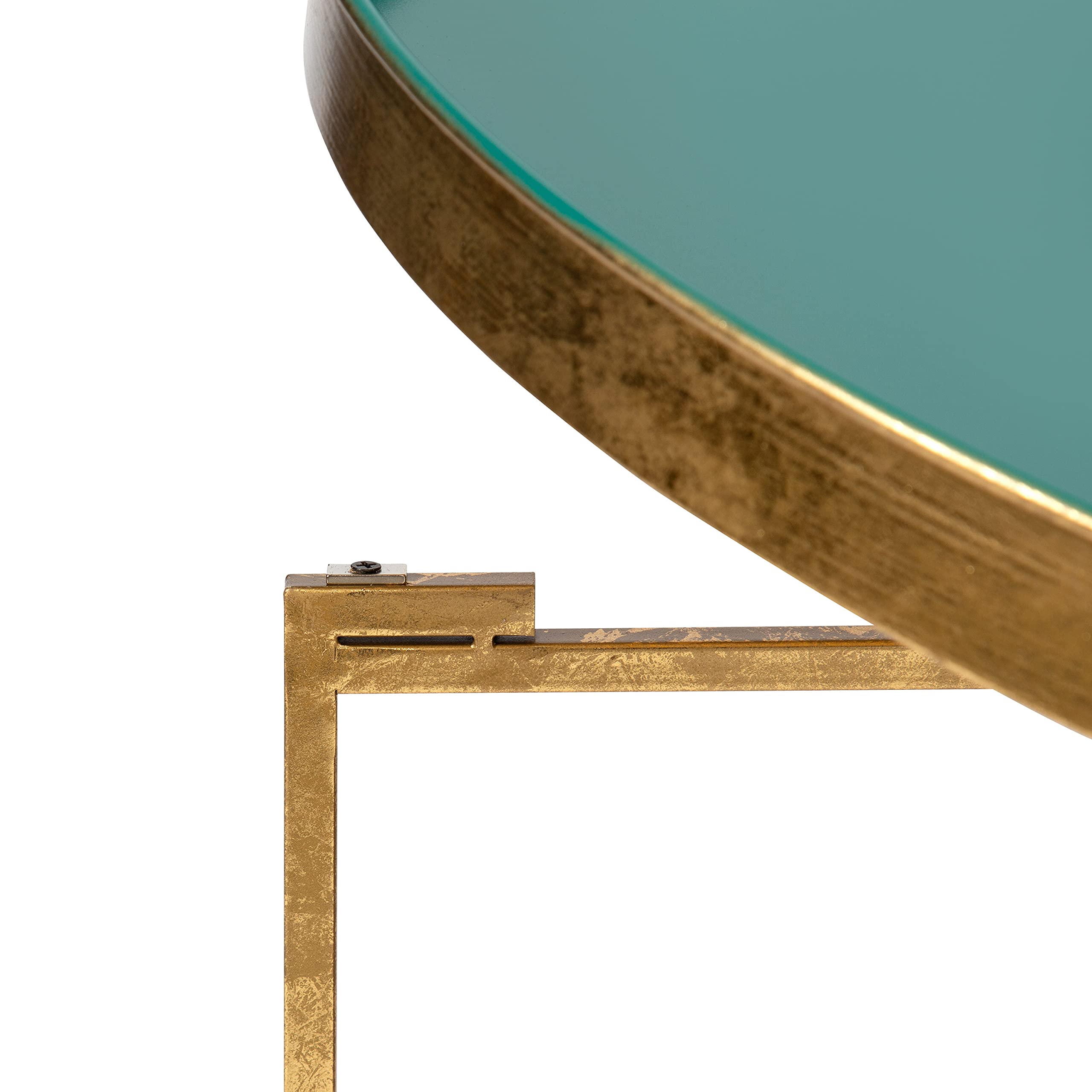Kate and Laurel Celia Modern Coffee Table - 28 x 28 x 19 Inches, Teal and Gold Glamorous Folding Metal Table with Storage Shelf | Perfect for Living Room, Lounge & Small Space Decor