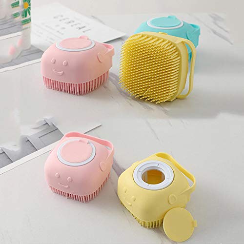 NO HUNT Silicone Body Bath Brush with Shampoo Dispenser - Exfoliating Massage Brush for Shower & Bath, Soft Skin Cleaning Brush for Men & Women - Perfect Bathroom Accessory for Relaxing Spa Experience (Multicolor, 1 Pack)