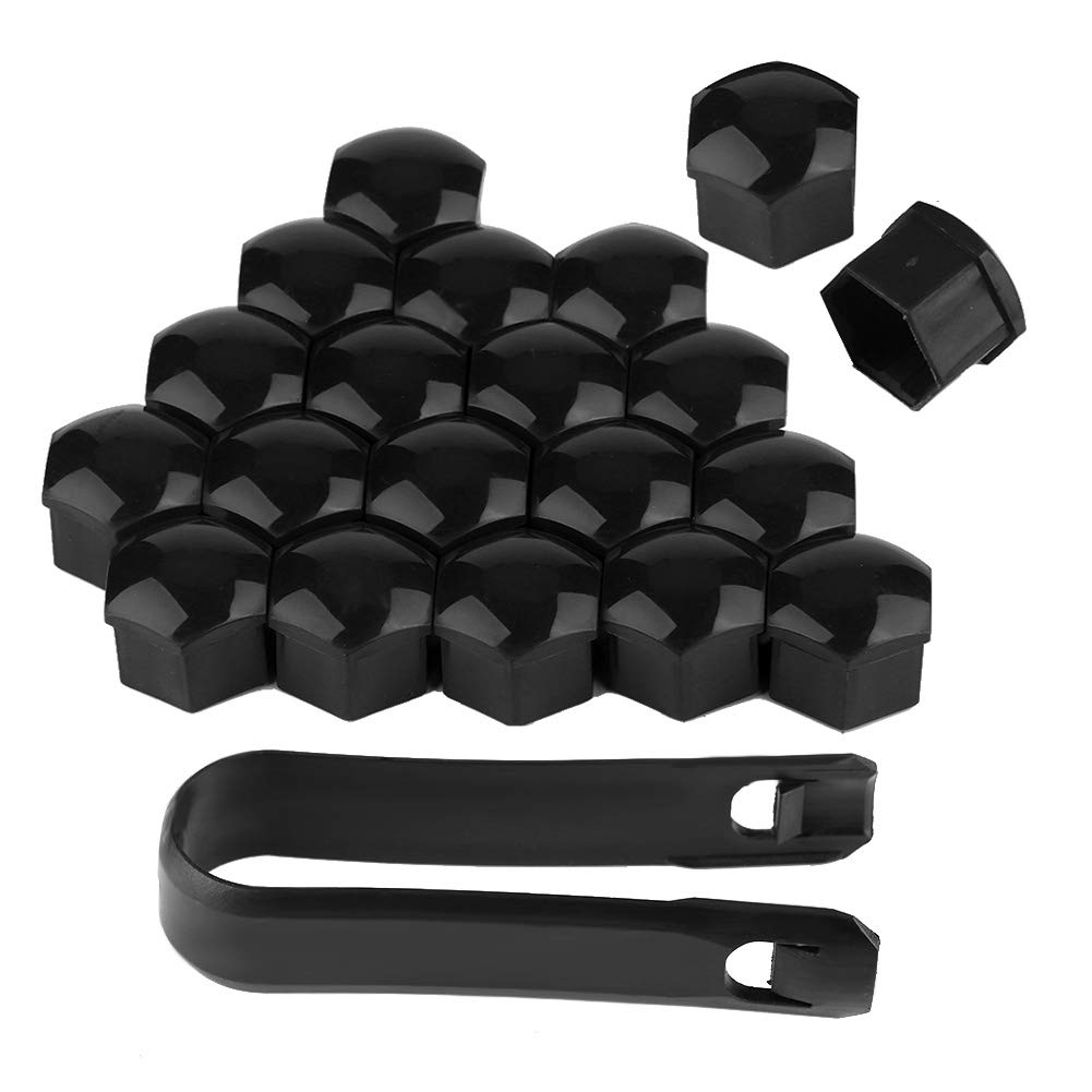 Acouto 20PCS 21mm Black Car Wheel Hub Nut Cover Screw Anti-Theft Caps - Universal Fit for Most Vehicles, Durable ABS Plastic, Easy Installation - Perfect for Car Detailing, Wheel Protection & Theft Prevention