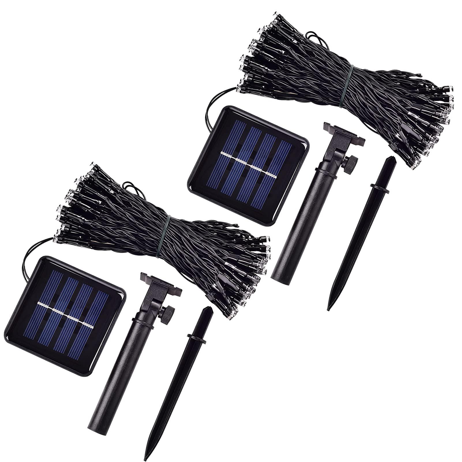 2-Pack 39ft 100 LED Solar String Lights Outdoor Waterproof - 8 Lighting Modes for Christmas Party, Wedding, Garden, Patio, Fence, Balcony Decoration (Blue) | Perfect for Holiday Decor, Backyard Lighting & Evening Ambiance