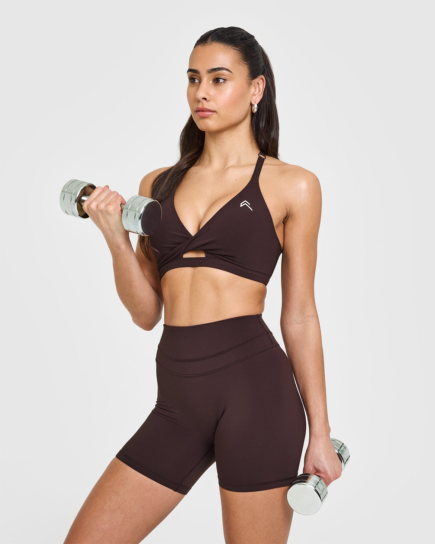High Support Unified Twist Sports Bra in Plum Brown - Perfect for Yoga, Running & Gym Workouts