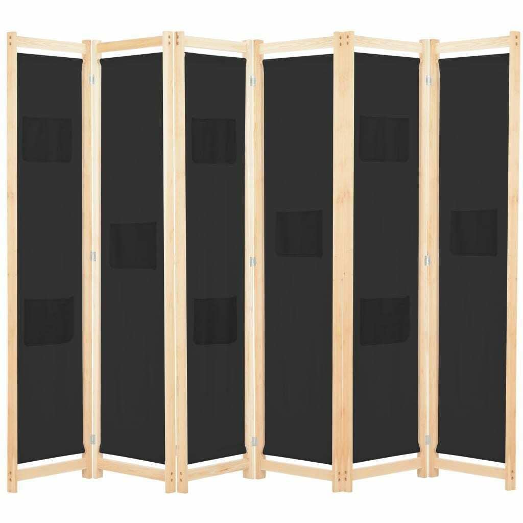 EnginDS 6-Panel Black Room Divider Screen - 94.5