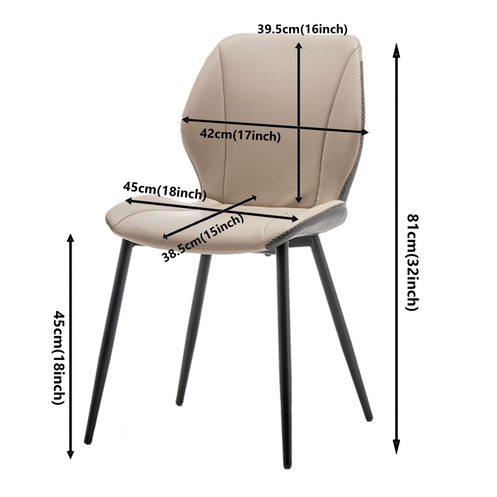 4-Piece Modern Upholstered Dining Chair Set - Faux Leather Seat & Black Powder Coat Metal Frame - Curved Back Padded Chairs for Kitchen, Dining Room, Restaurant & Reception Areas