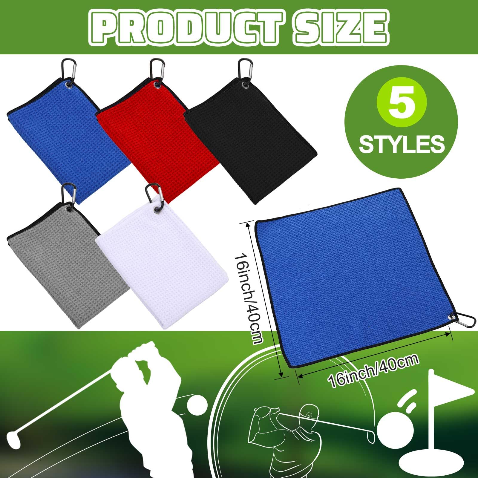 Batiyeer 16'' x 16'' Microfiber Waffle Pattern Golf Towel with Clip - Bulk Pack for Golf Bags, Tournaments, Clubs, Yoga & Fitness - Perfect for Sports, Gym and Outdoor Activities