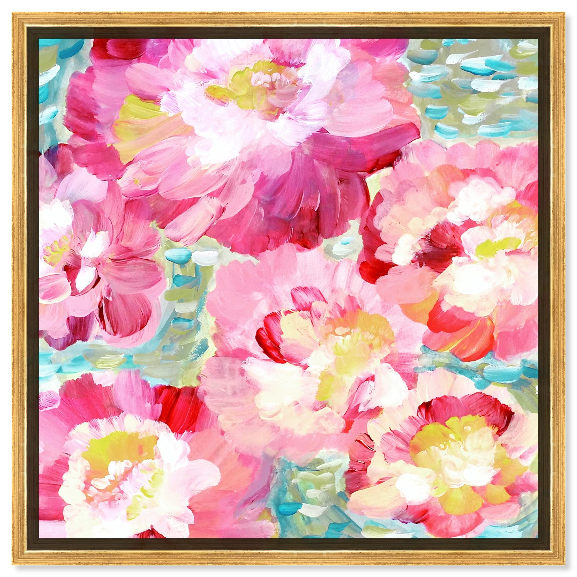Floral and Botanical Wall Art Framed Canvas Prints - 'Flowers in The Sun' Nature Inspired Home Decor for Living Room, Bedroom & Office