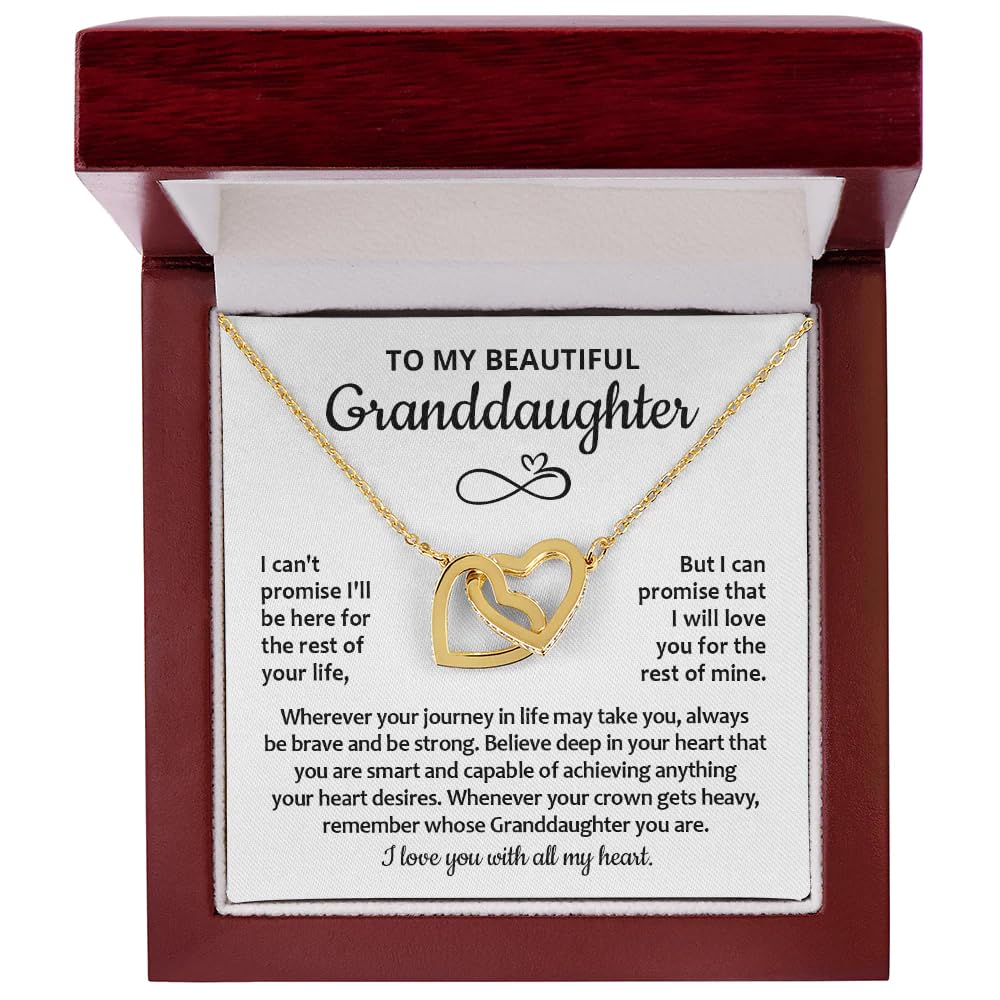 Interlocking Heart Necklace for Granddaughter - Meaningful Jewelry Gift from Grandma or Grandpa | Birthday & Graduation Present | Perfect for Special Occasions & Family Bonding