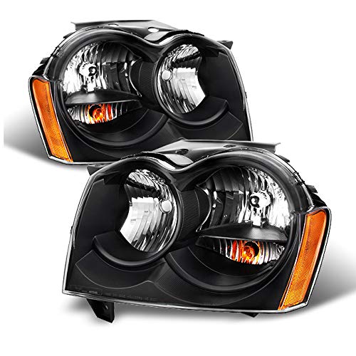 AKKON Replacement Headlights for Jeep Grand Cherokee - Black LED Headlamp Assembly Pair (Driver & Passenger Side) | Durable Off-Road Lighting Upgrade for Night Driving & Adventure