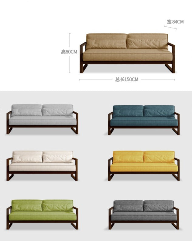 Large double seat - walnut color frame [length 1.5 meters]