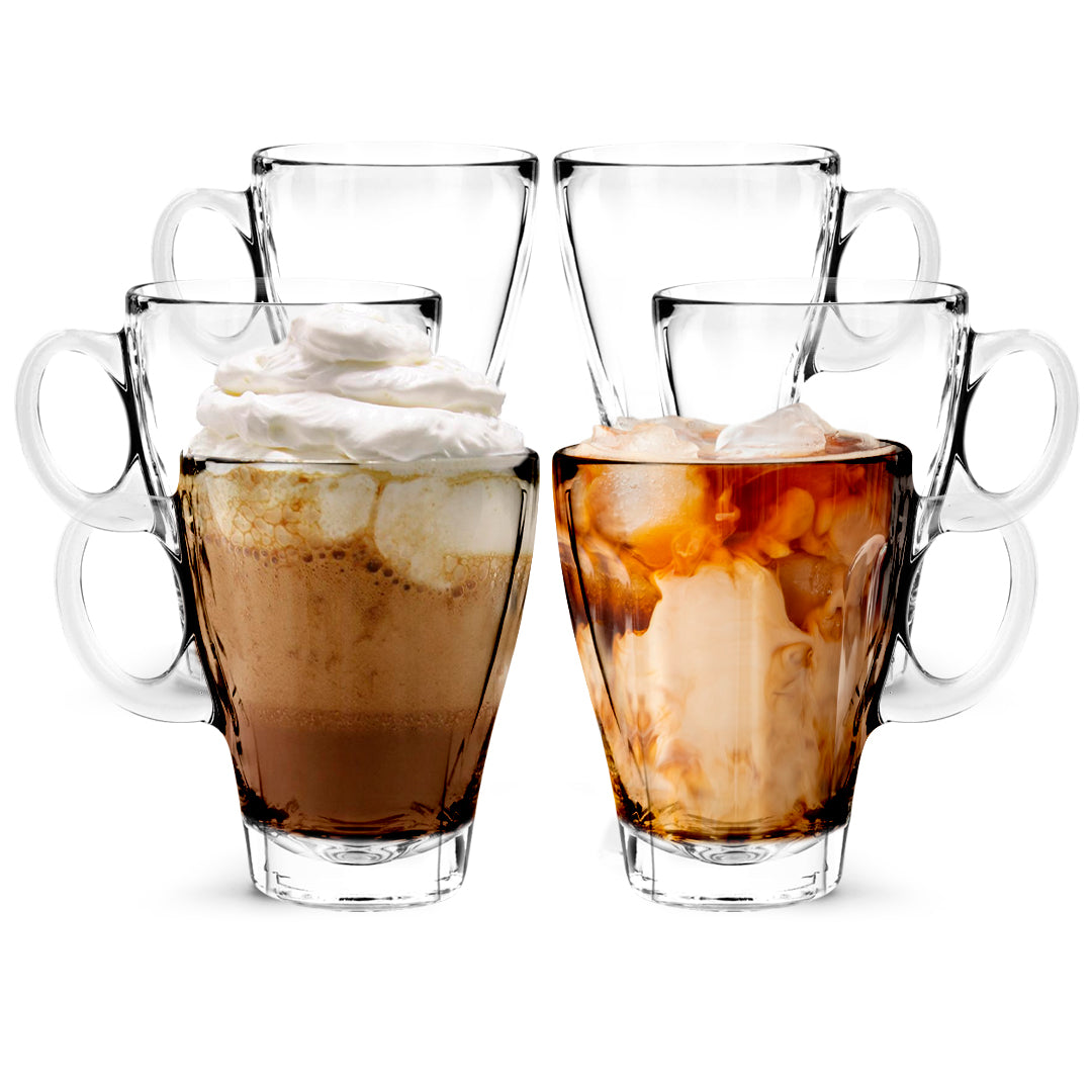 12oz Glass Americano Coffee Cups - Set of 6, Clear Coffee Mugs for Hot & Cold Drinks, Perfect for Home, Office, or Cafe Use