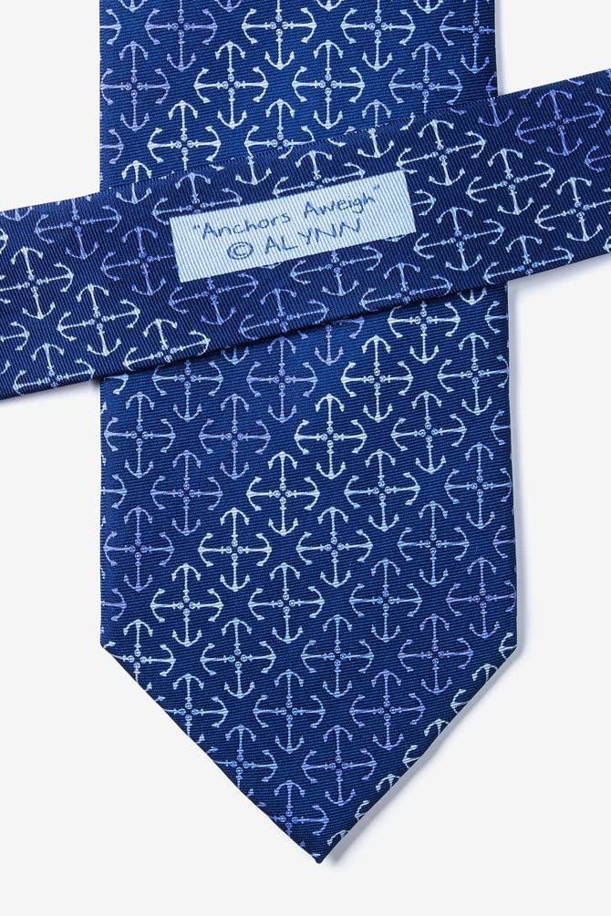 Alynn Anchors Aweigh Novelty Tie - Nautical Themed Necktie for Men, Perfect for Sailor Costume, Navy Party & Maritime Events