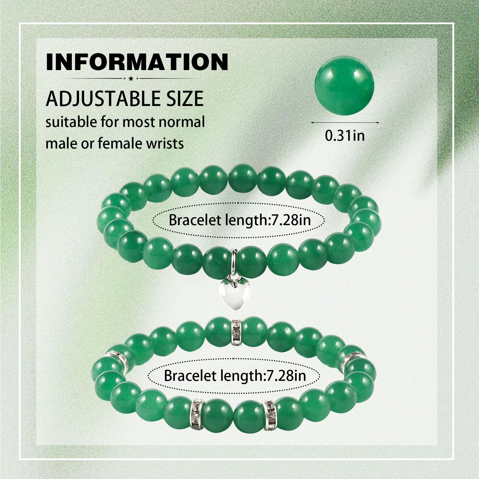 8mm Natural Jade Bracelet for Women - Anti-Anxiety Stress Relief Yoga Beads, Personalized Inspirational Gift for Wellness & Healing - Perfect for Meditation, Yoga Practice and Daily Wear