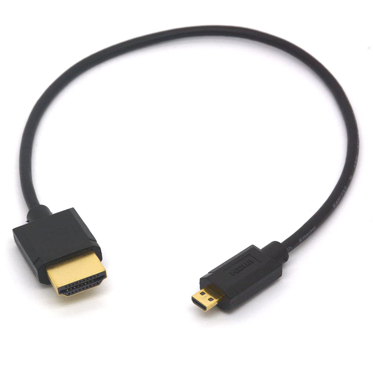 Premium Micro HDMI to HDMI Cable Adapter - 4K Ultra HD, 3D, Ethernet & Audio Return - Compatible with Smartphones, Tablets, Action Cameras, Nikon B500, Raspberry Pi 4 (30cm/1ft) - Perfect for Home Theater, Gaming & Streaming Setups