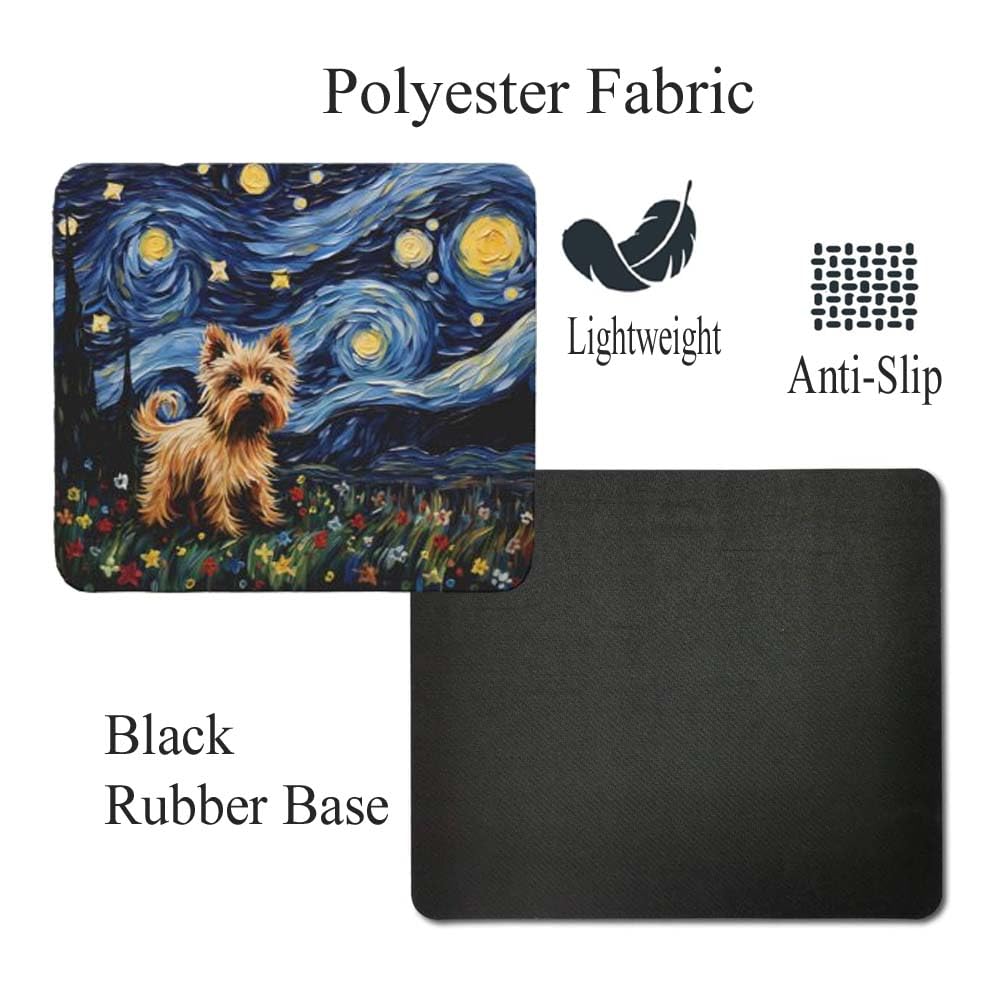 Starry Night Yorkie Dog Mouse Pad - Non-Slip Rubber Desk Mat for Computer, Laptop, Gaming & Office Use - Perfect Gift for Yorkshire Terrier Lovers (Home, Office, Gaming Setup)