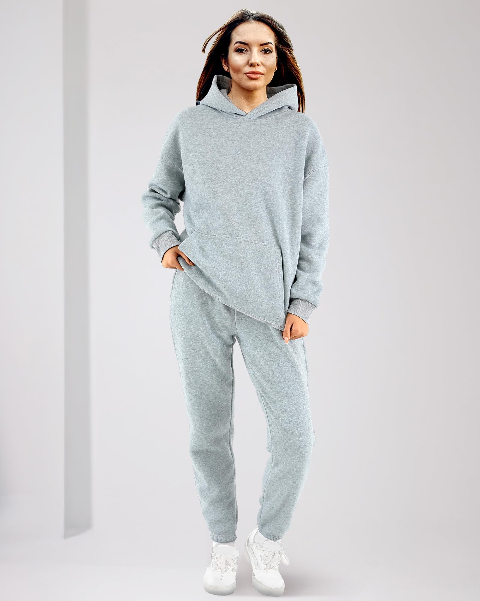 Taiyin 4 Piece Women's Lounge Hoodie Sweatsuit Set - Oversized Sweatshirt & Jogger Sweatpants Tracksuit for Casual Wear, Home Comfort & Street Style Fashion