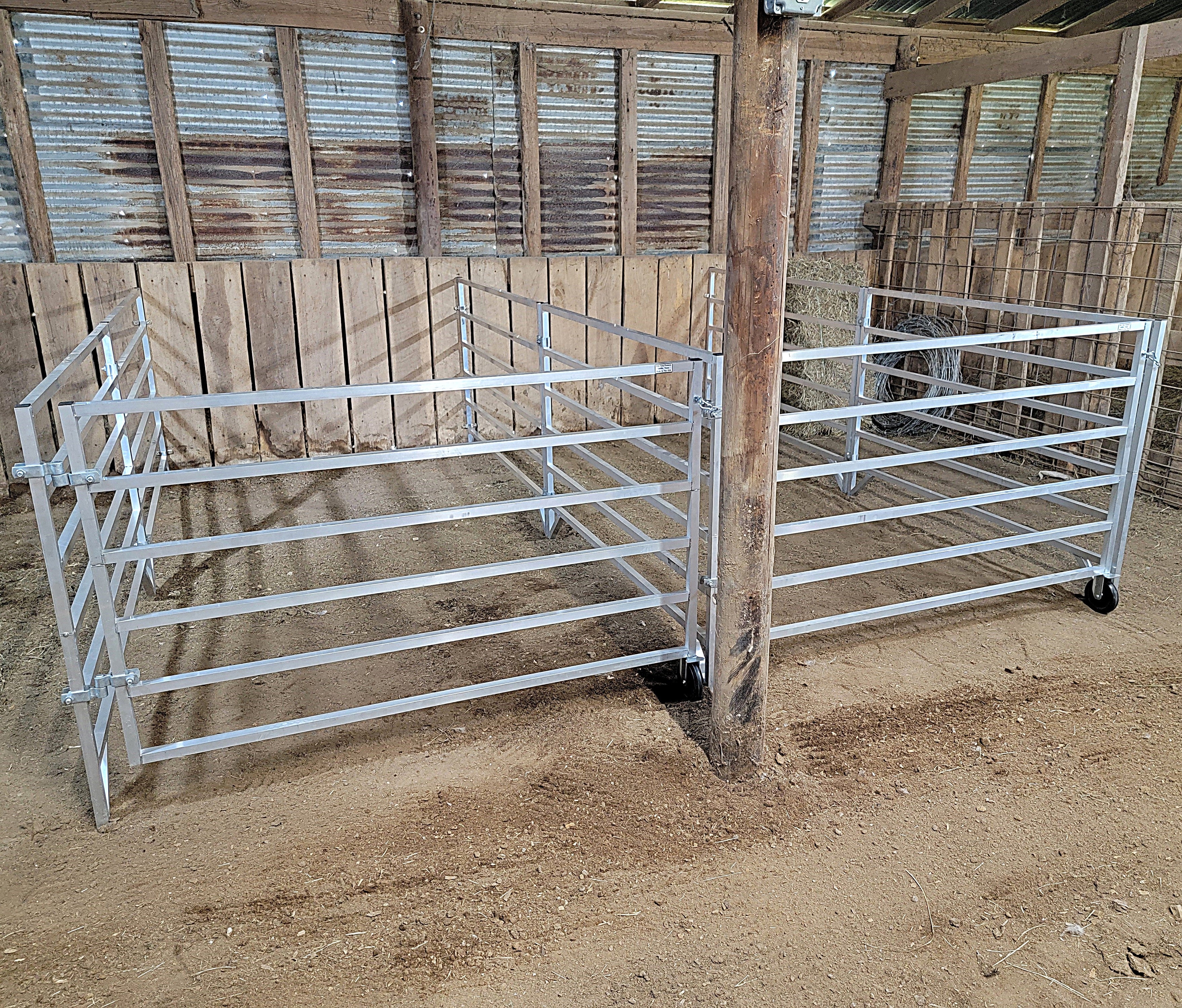 5 Ft X 10 Ft Aluminum 6-Rail Wall Mounted Horse Stall Kit (2 Panels + 1 Gate) - Perfect for Barns, Stables & Equine Facilities