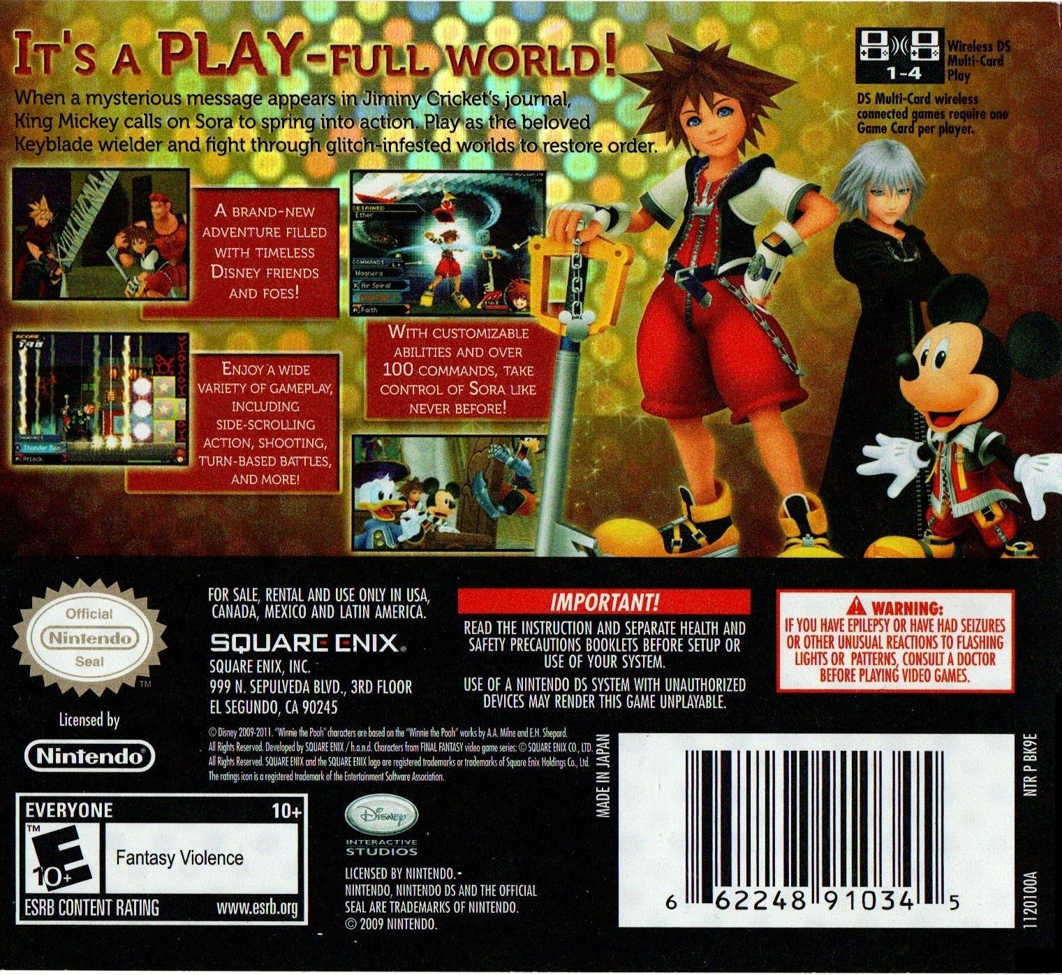 Kingdom Hearts: Re:coded - Action RPG Video Game for Nintendo DS | Adventure Gameplay & Disney Characters | Perfect for Fans & Collectors | Great for Travel & Gaming On-The-Go