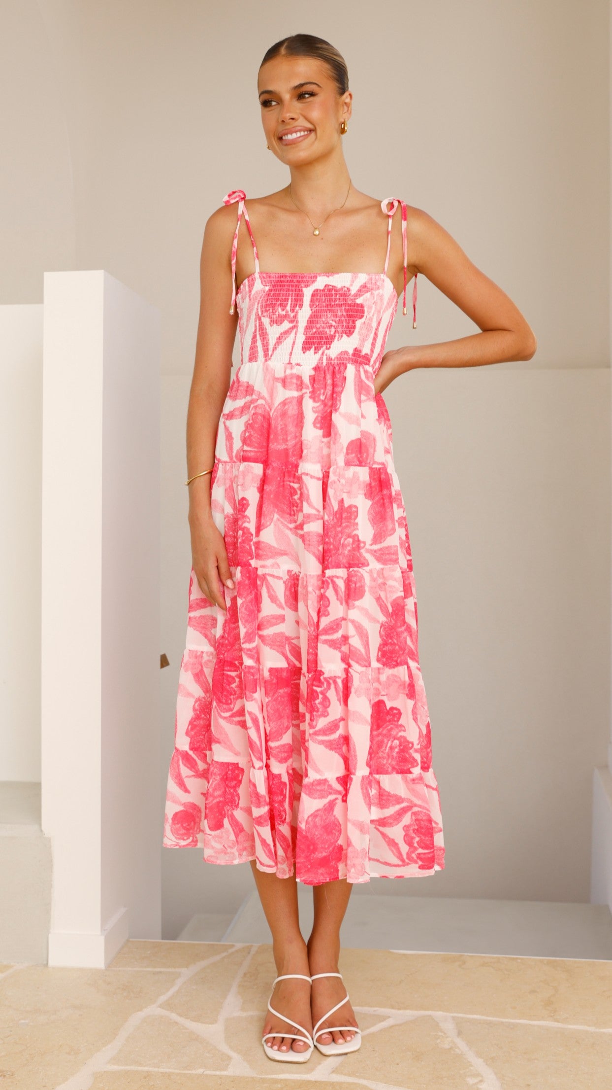 Gwynne Maxi Dress - Floral Pink Print Summer Dress for Women | Perfect for Beach, Vacation & Casual Outings