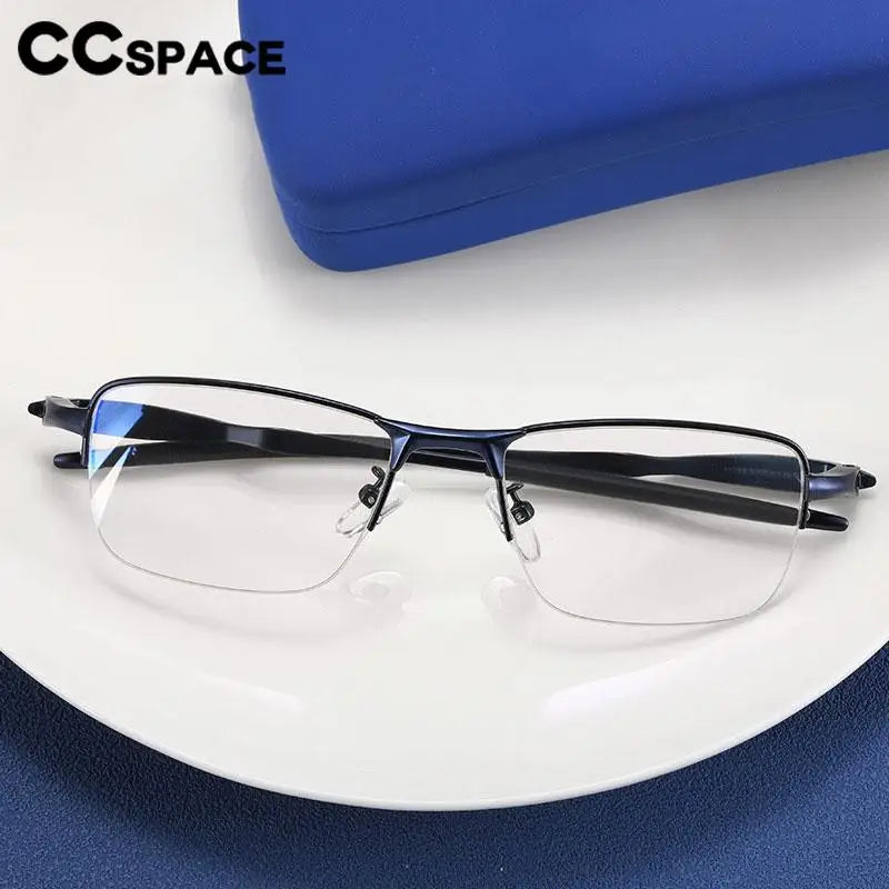 CCspace Unisex Semi-Rimless Small Square TR90 Titanium Eyeglasses 57236 - Lightweight & Durable Frame for Work, Reading, and Everyday Wear