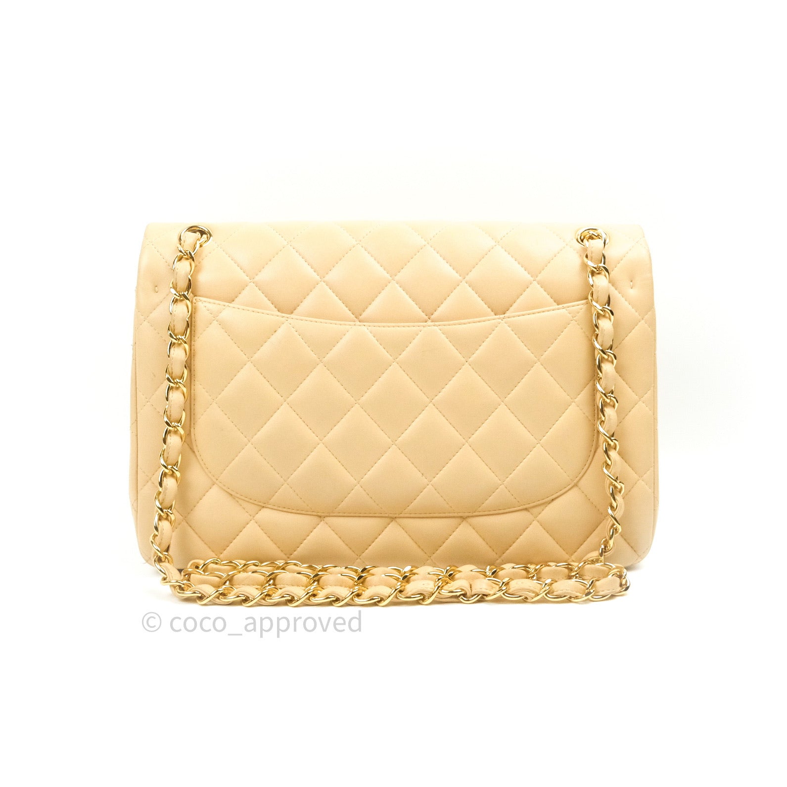 Chanel Classic Jumbo Double Flap Bag Beige Lambskin Leather with Gold Hardware - Luxury Designer Handbag for Women, Perfect for Parties, Dating & Special Occasions