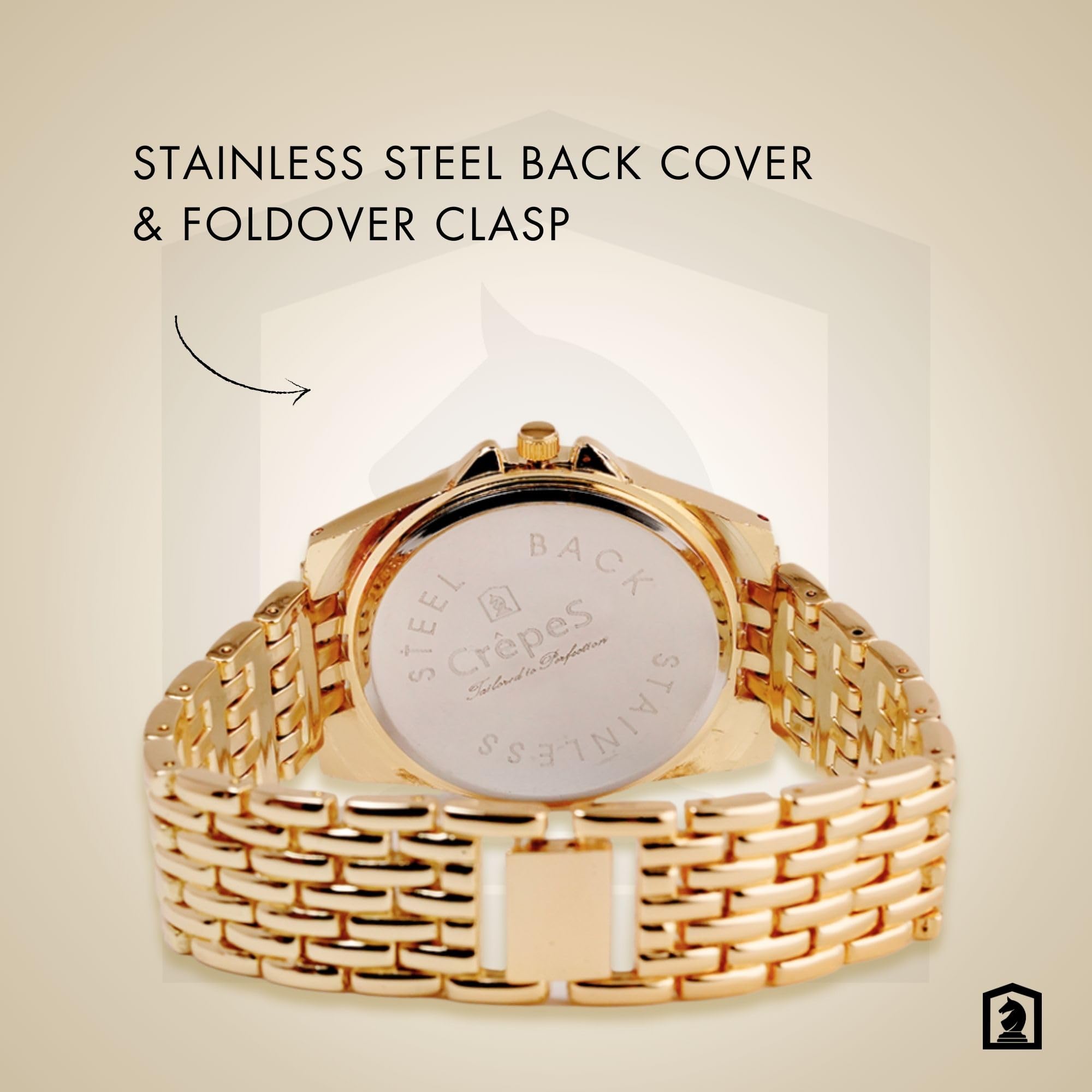 Elegant CrepeS Magna Stone Big Round Metal Strap Watch for Women - Perfect for Office, Party & Everyday Wear