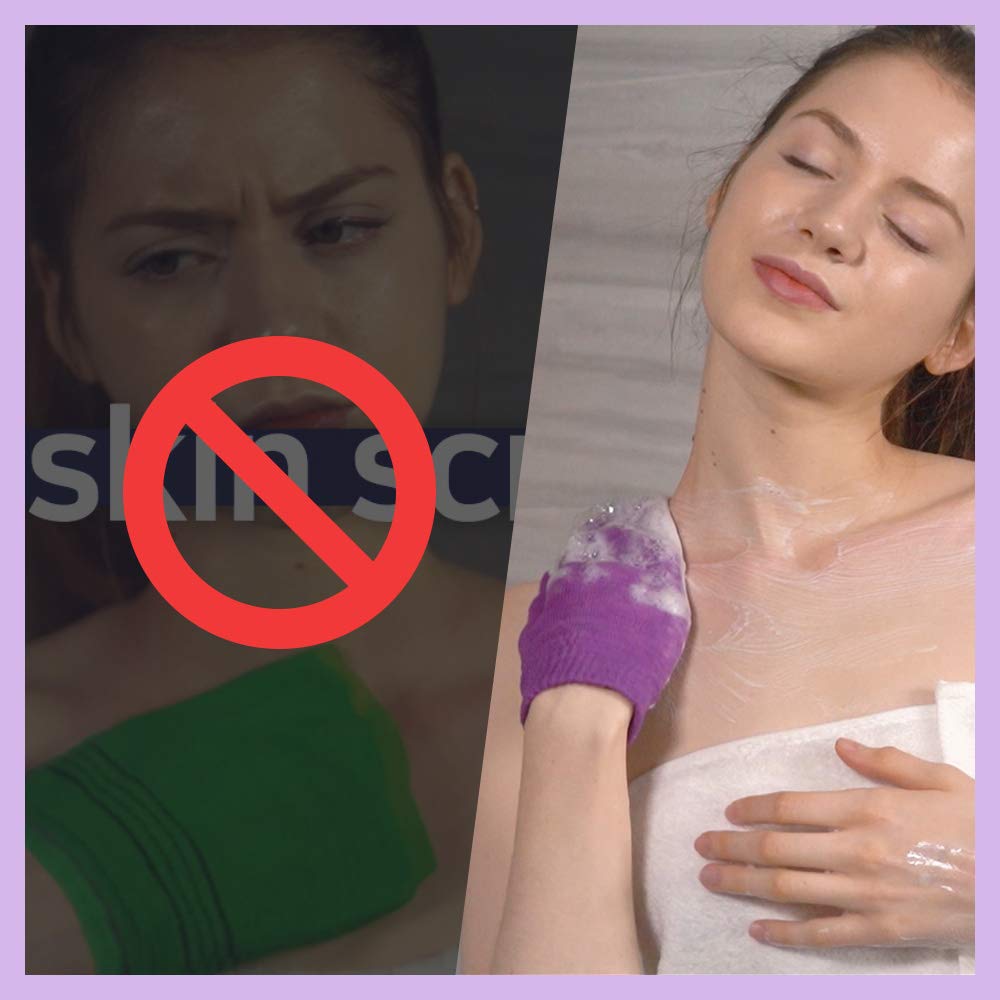 Exfoliating Gloves for Shower & Bath - Deep Cleaning Skin Care - Spa Quality Body Scrub Mittens for Dead Skin Removal & Smooth Skin - Perfect for Dry Skin, Keratosis Pilaris & Pre-Shave Prep