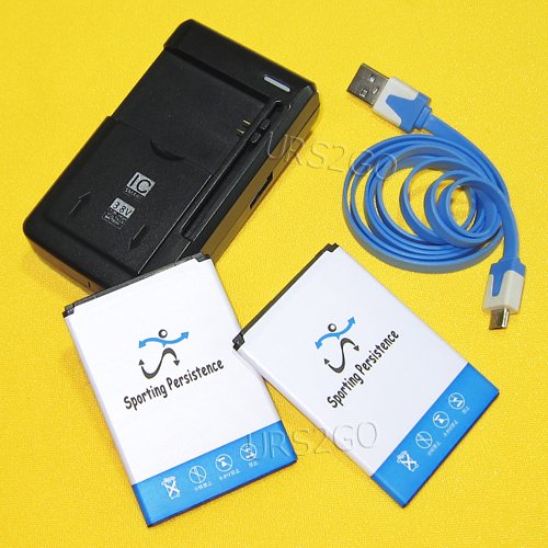 2X 2500mAh High Capacity Replacement Battery with Universal Wall USB Charger & Sync Cable for LG Sunset L33L Android Phone - Perfect for Travel, Business & Daily Use
