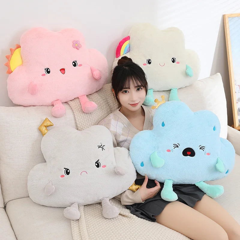 45cm Rainbow Cloud Plush Pillow - Soft Cute Expression Doll for Sofa, Bed, Nursery Decor - Perfect Gift for Girls, Birthday, Home Decoration | Great for Kids' Rooms, Sleep Comfort & Cozy Decor