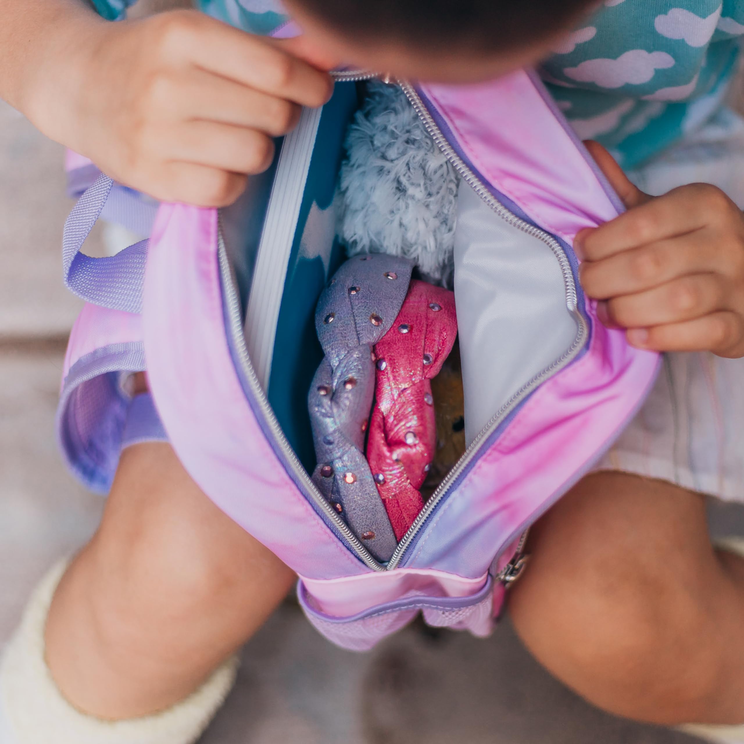 FROG SAC Mini Toddler Backpack for Girls - Pink Tie Dye Glitter Preschool Backpack, Small Daycare Bookbag for Little Girls - Perfect for School, Travel & Daily Use (LOVE - Tie Dye)