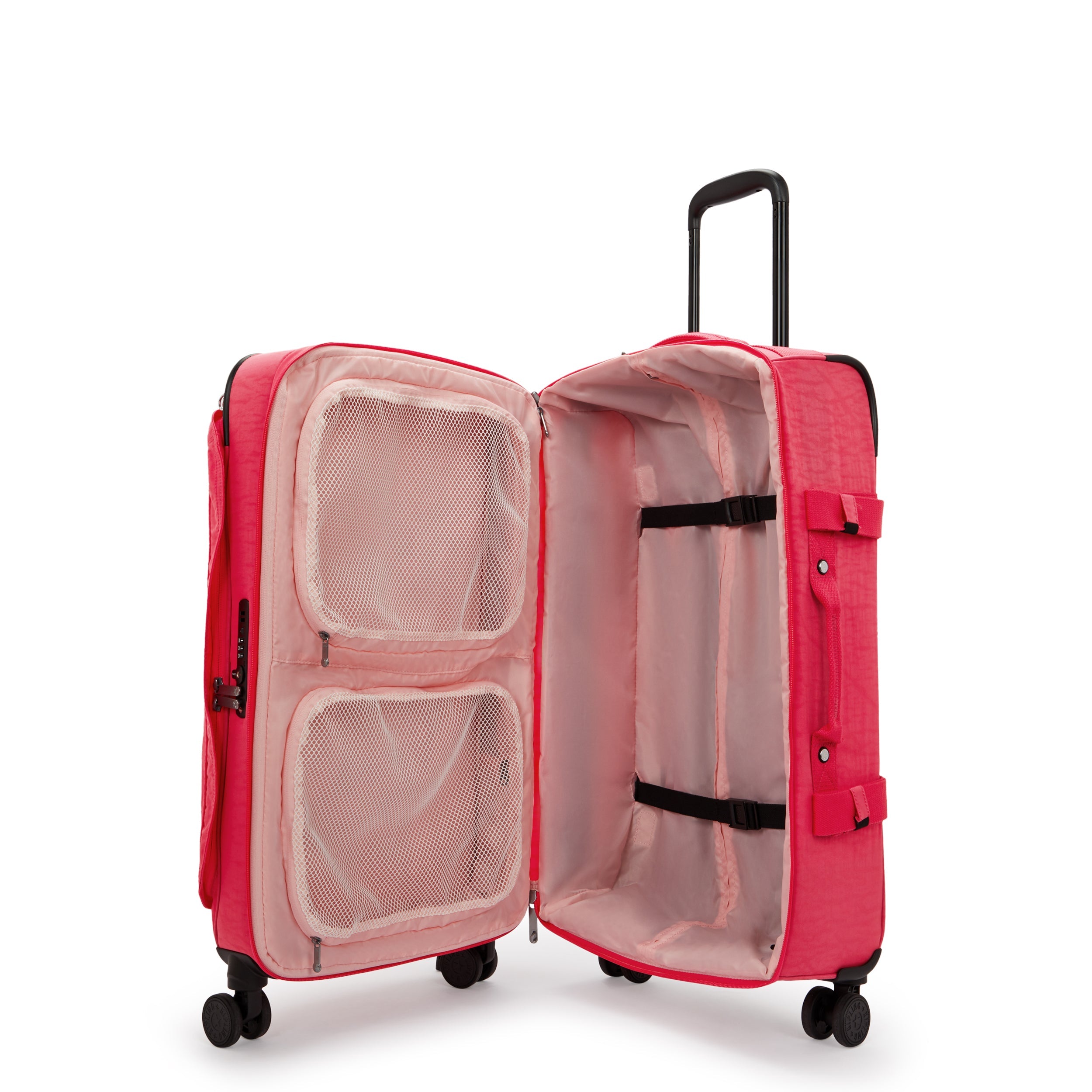 Kipling Spontaneous Medium Rolling Luggage - Lightweight Carry-On Suitcase with Spinner Wheels, Resort Pink (Perfect for Travel, Business Trips & Weekend Getaways)