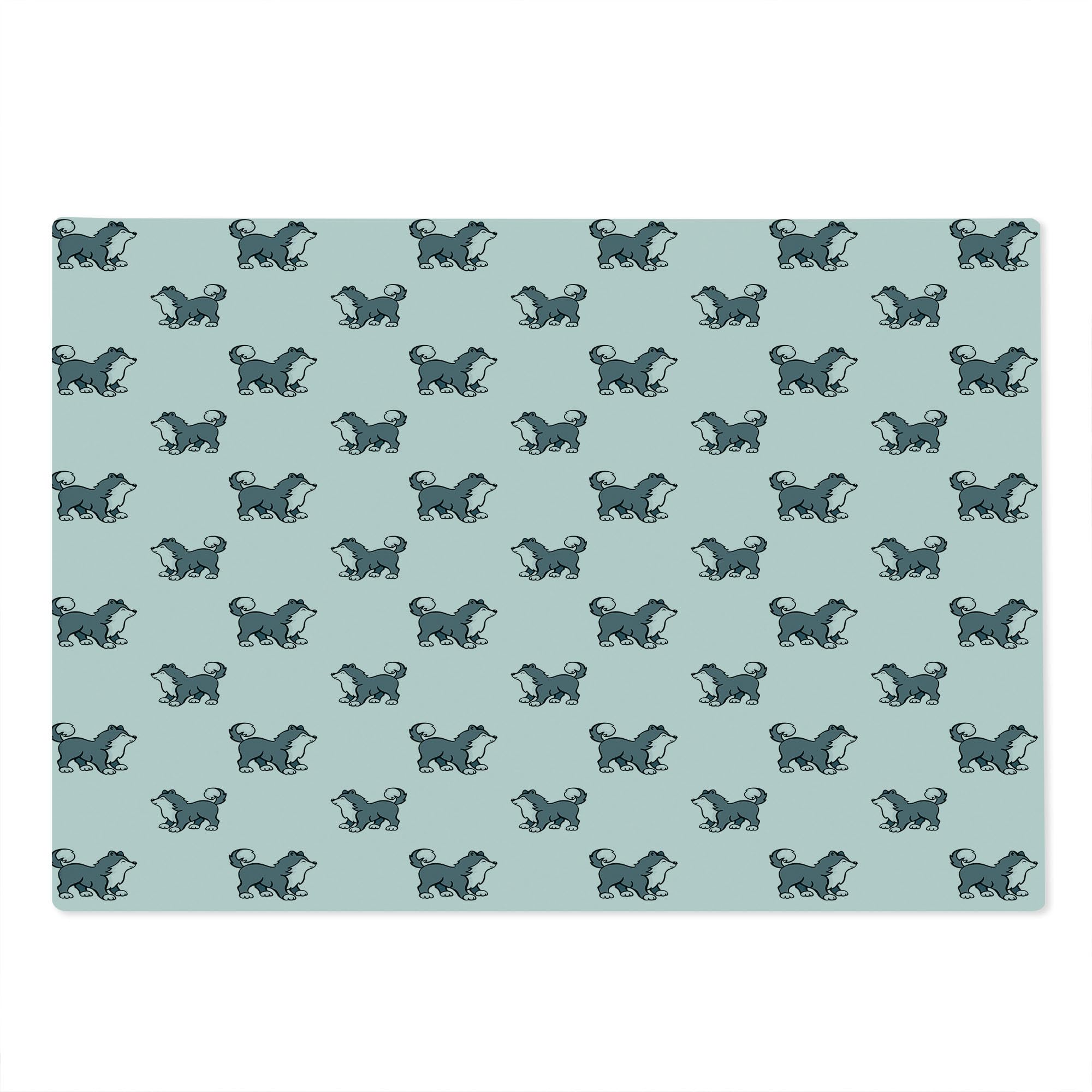 Ambesonne Husky Dog Cutting Board - Siberian Puppy Cartoon Design, Tempered Glass Serving Board for Kitchen, Large Size (Blue Grey Black White) - Perfect for Pet Lovers, Home Decor & Entertaining Guests