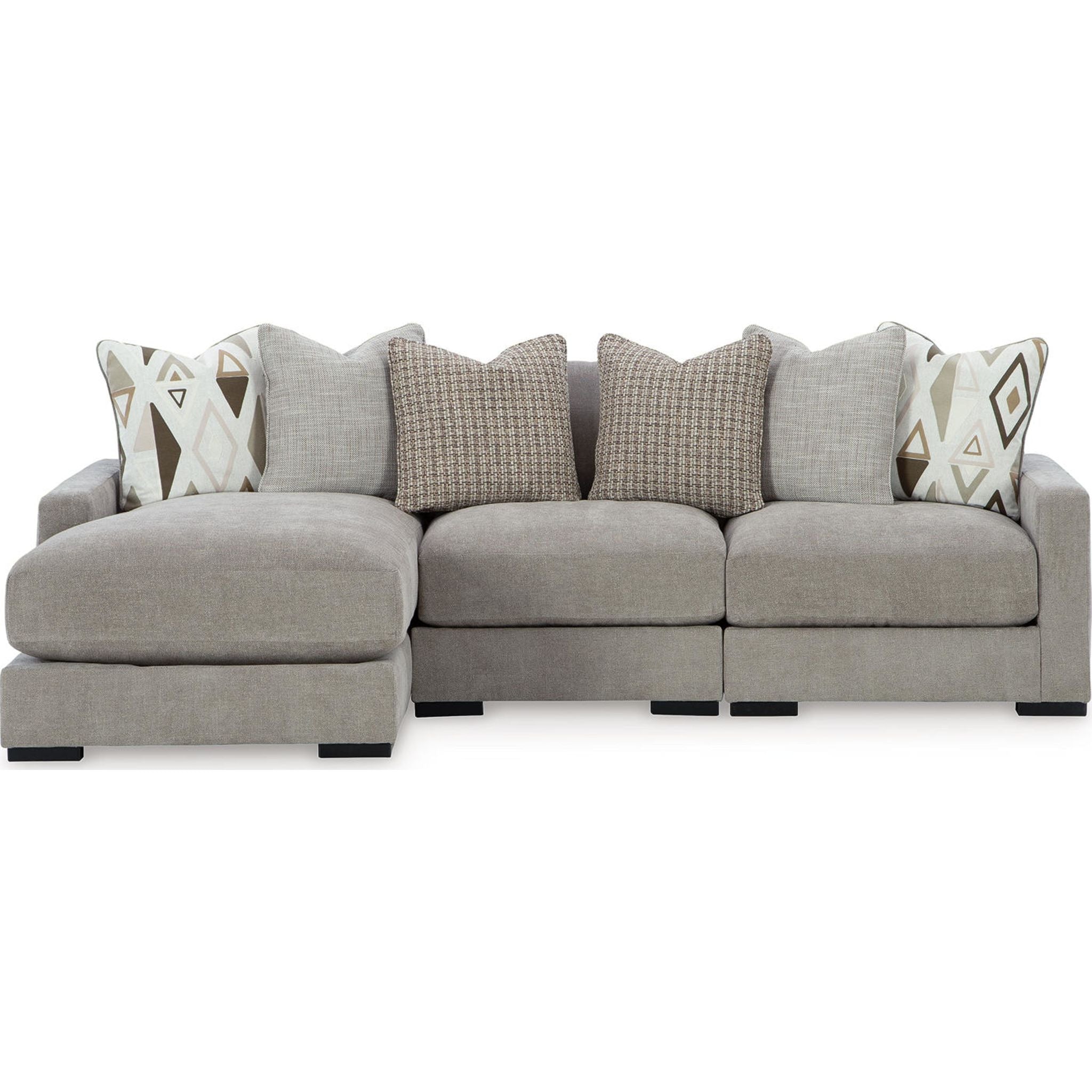 Aslan Court 3-Piece Sectional Sofa with Chaise Lounge - Modern L-Shaped Couch for Living Room, Family Room & Apartment - Comfortable Fabric Sectional with Reversible Chaise