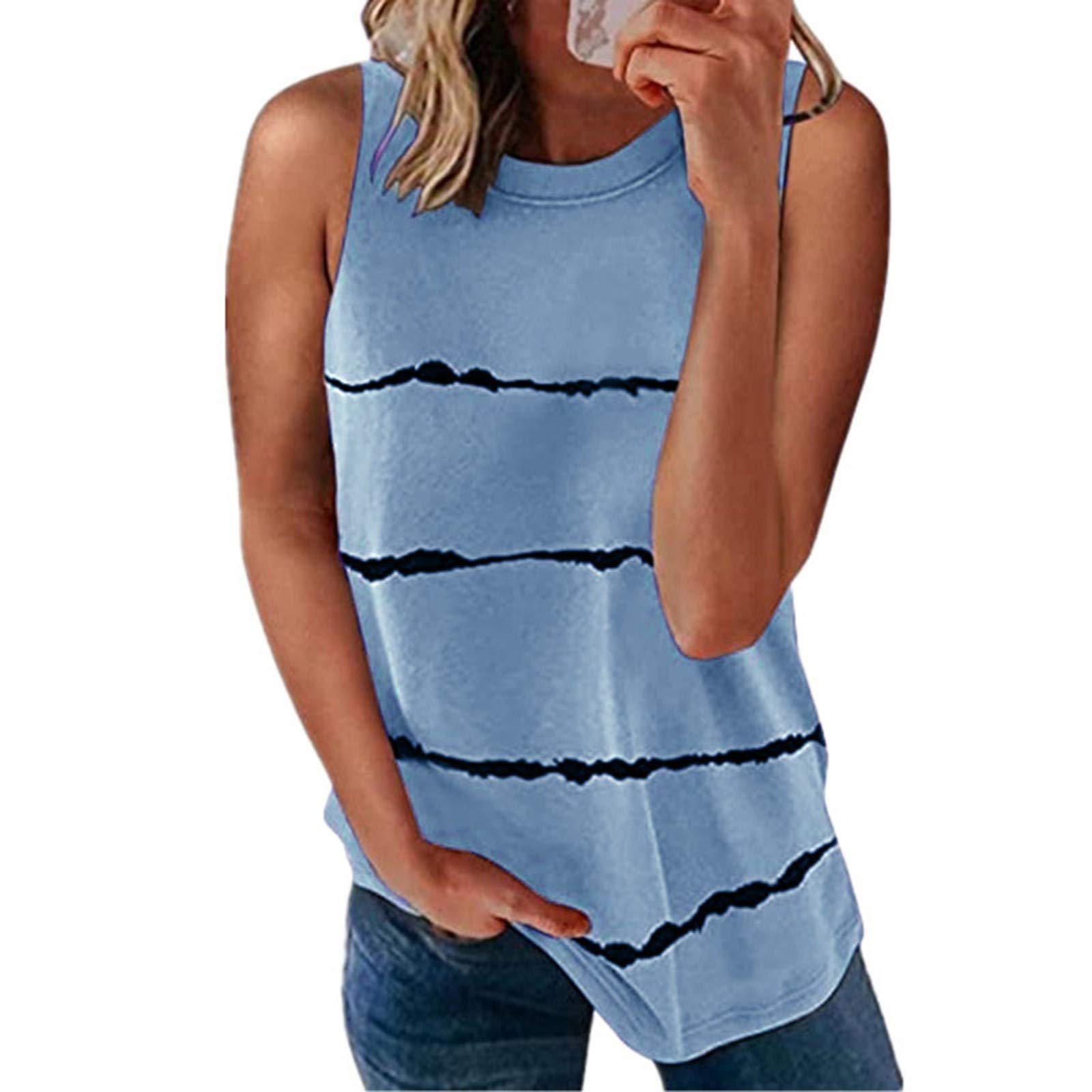 Women's Casual Loose Fit Crewneck Tank Tops - Sleeveless Summer Shirts for Beach, Gym & Everyday Wear