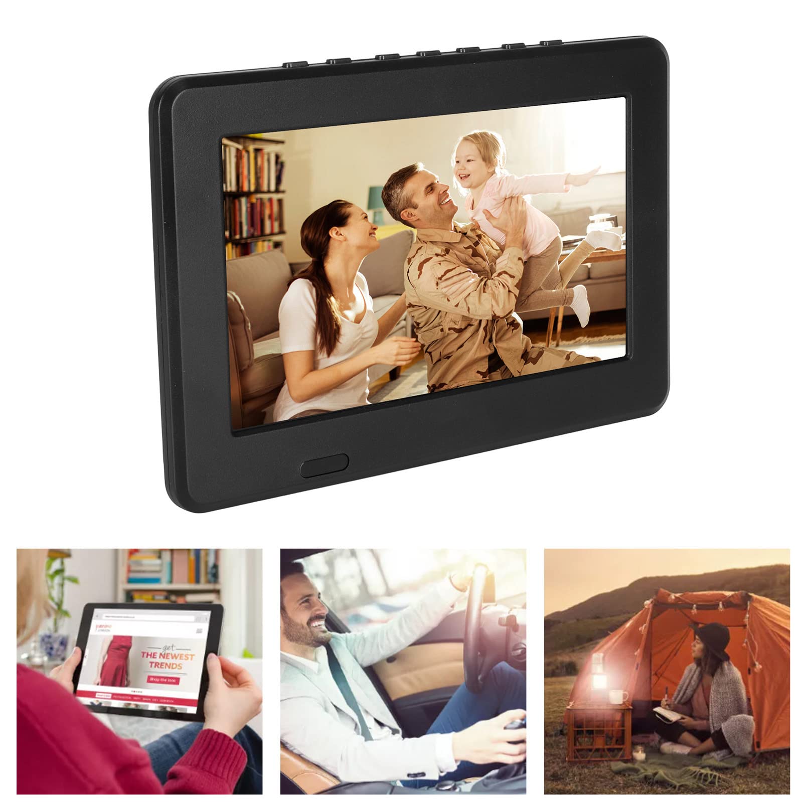 7 Inch Portable Digital TV with ATSC TFT LED Screen - Rechargeable Battery TV Supports 1080p Video, HDMI Input & Memory Card - Perfect for Travel, Camping, and Emergency Use