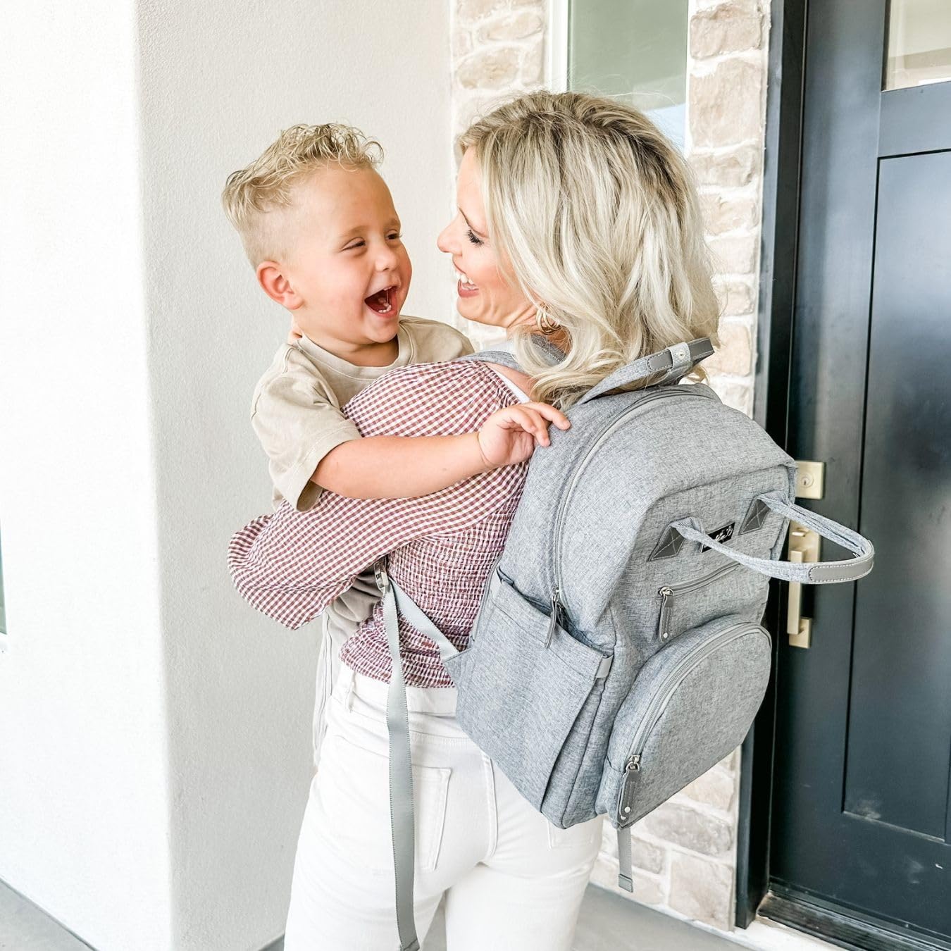 Queen Bee Diaper Backpack - Stylish Baby Bag with One-Hand Access, Sturdy Standing Base & Smart Storage Compartments | Perfect Baby Shower Gift, Registry Essential & Newborn Must-Have for Moms (Grey) | Ideal for Travel, Daycare & On-the-Go Parenting