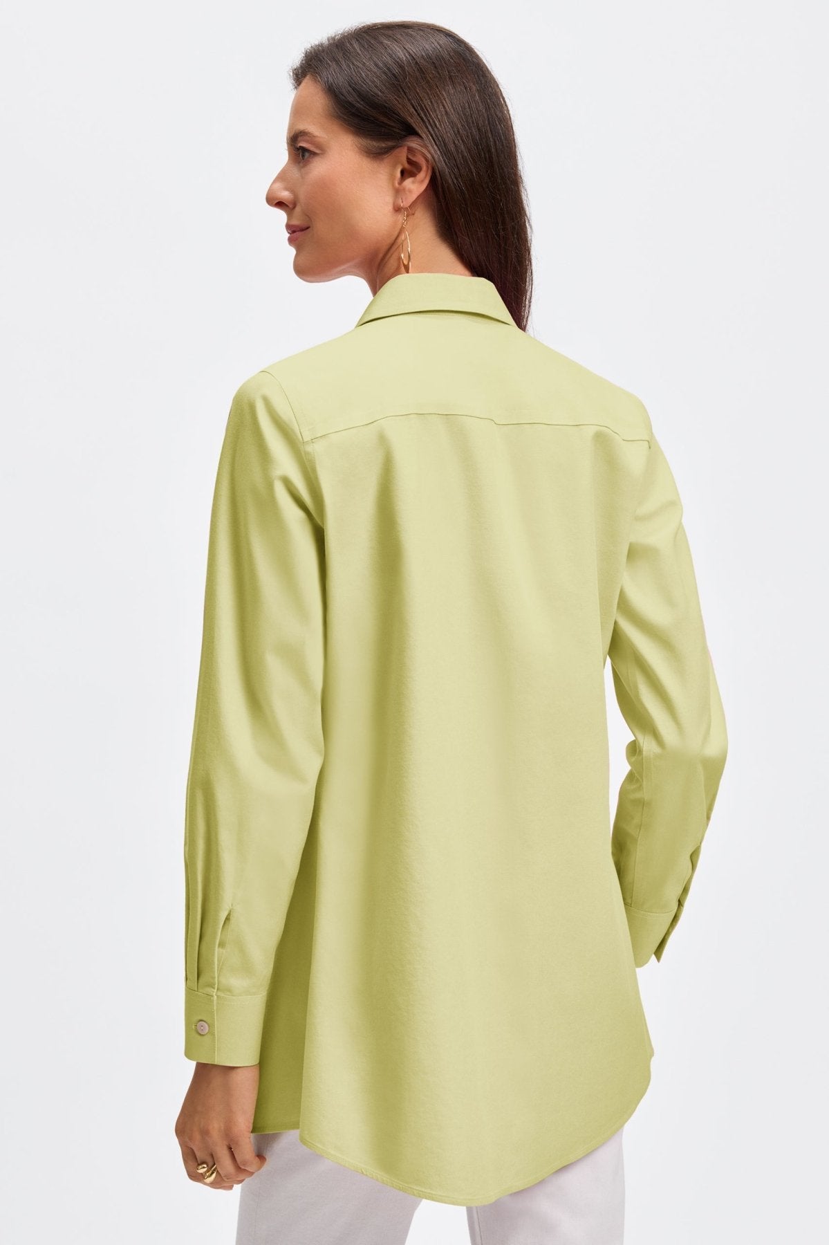 No Iron Pinpoint Long Sleeve Tunic for Women - Wrinkle-Free Office Blouse, Comfortable Business Casual Top for Work & Professional Wear