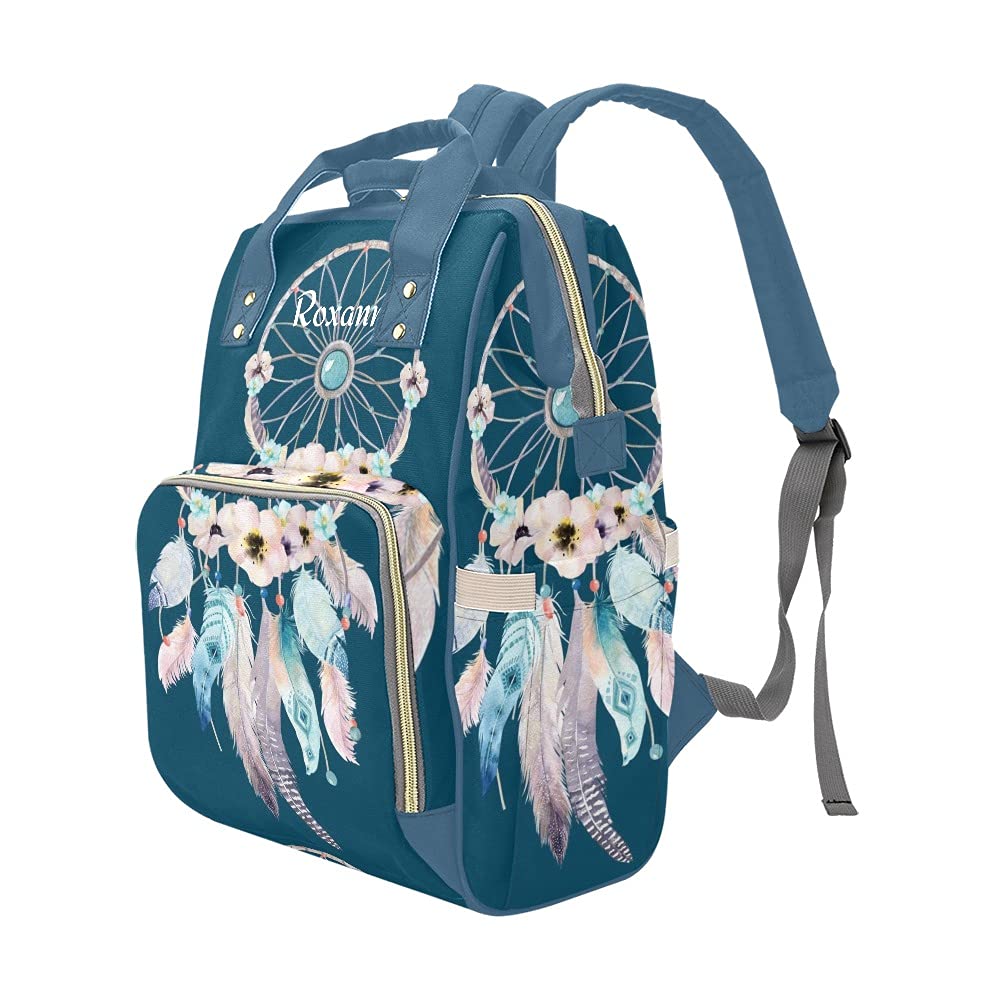 Personalized Fantasy Dream Catcher Diaper Backpack - Waterproof Baby Nursing Bag with Multiple Pockets, Travel Tote for Moms | Perfect Baby Shower Gift & Everyday Use for Park Outings, Shopping Trips, and Family Vacations