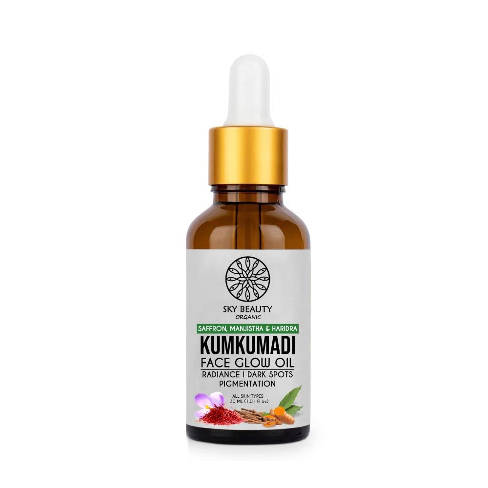 SKY BEAUTY ORGANIC Kumkumadi Face Glowing Oil - 30ml Ayurvedic Facial Oil for Radiant Skin | Brightening, Anti-Aging & Hydrating Treatment for Women & Men | Perfect for Night Routine, Dry Skin Care & Natural Glow Enhancement