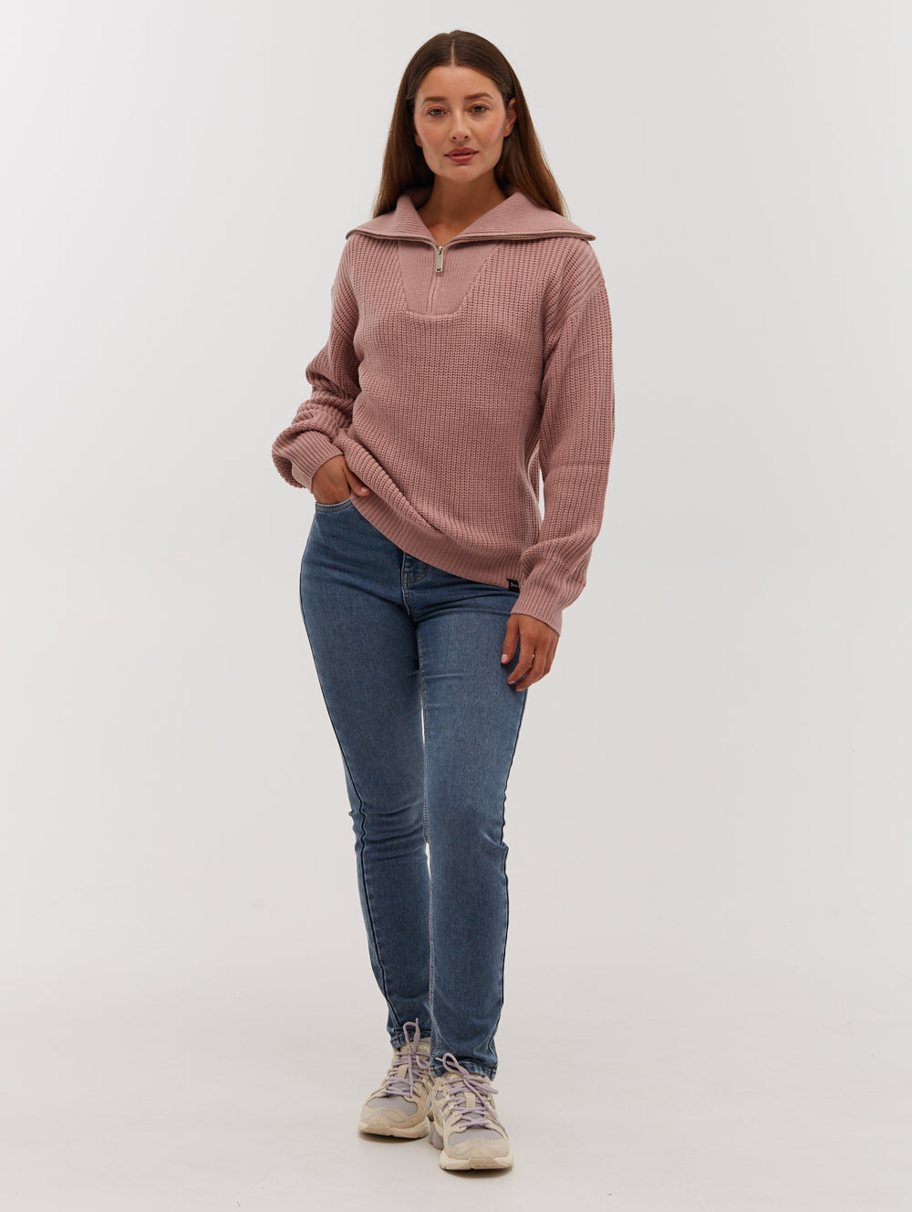 Thurynn Oversized Zippered Funnel Neck Sweater for Women - Cozy Winter Pullover with High Collar | Perfect for Casual Outfits, Office Wear & Cold Weather Layering